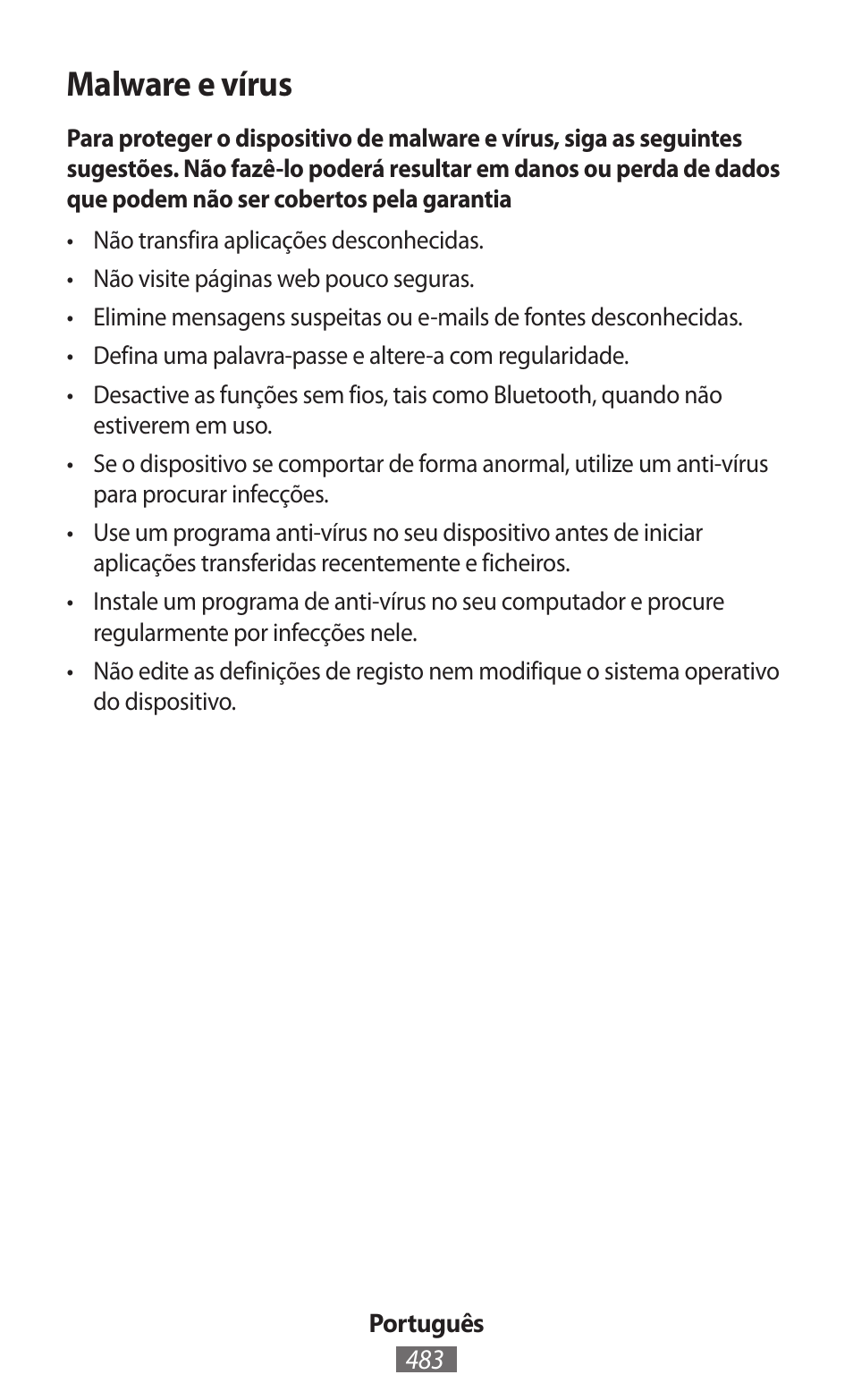 Malware e vírus | Samsung SM-P905 User Manual | Page 484 / 718