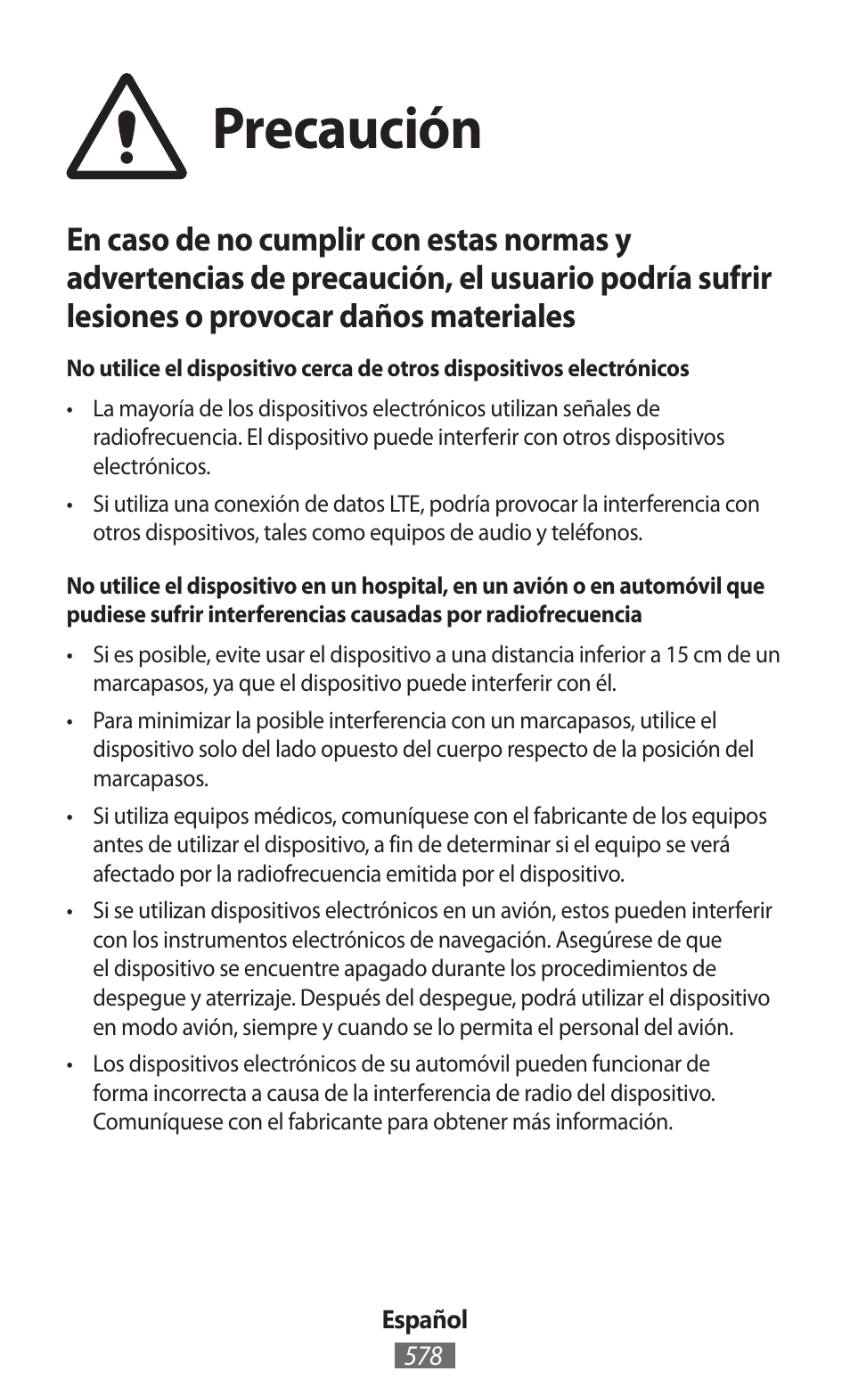 Precaución | Samsung SM-P905 User Manual | Page 579 / 718