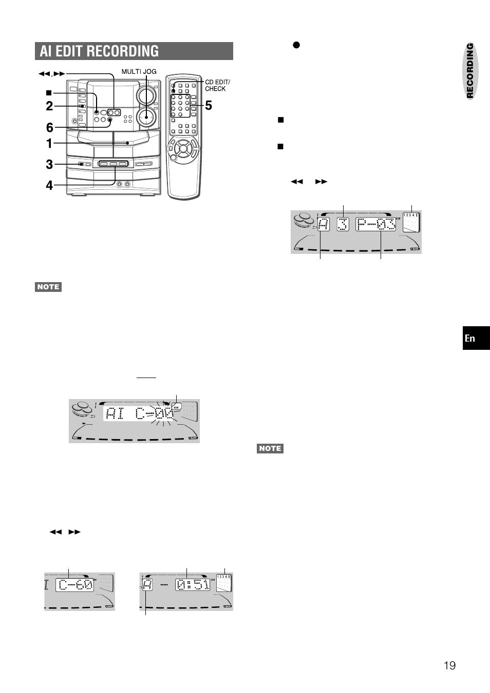 Ai edit recording | Aiwa NSX-DS8 User Manual | Page 19 / 101