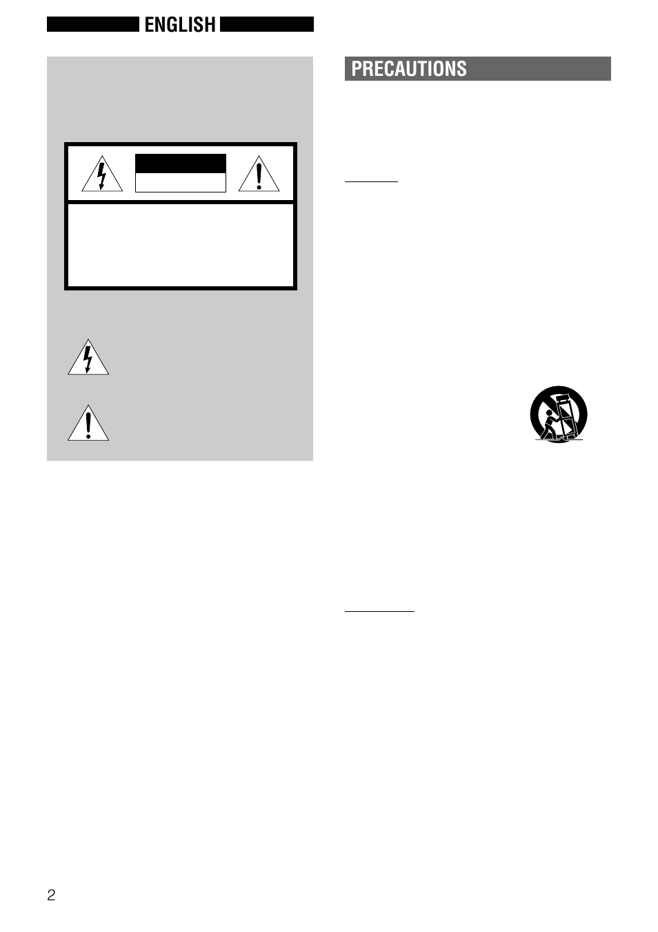 English, Precautions, Warning | Aiwa NSX-DS8 User Manual | Page 2 / 101