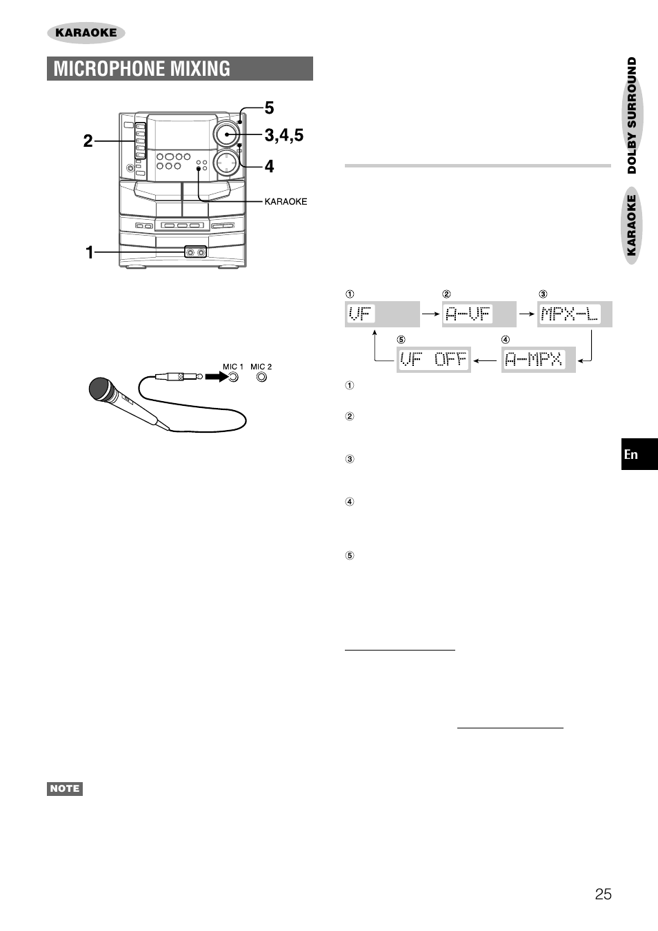 Microphone mixing mmixing, Vocal fader/multiplex functions | Aiwa NSX-DS8 User Manual | Page 25 / 101