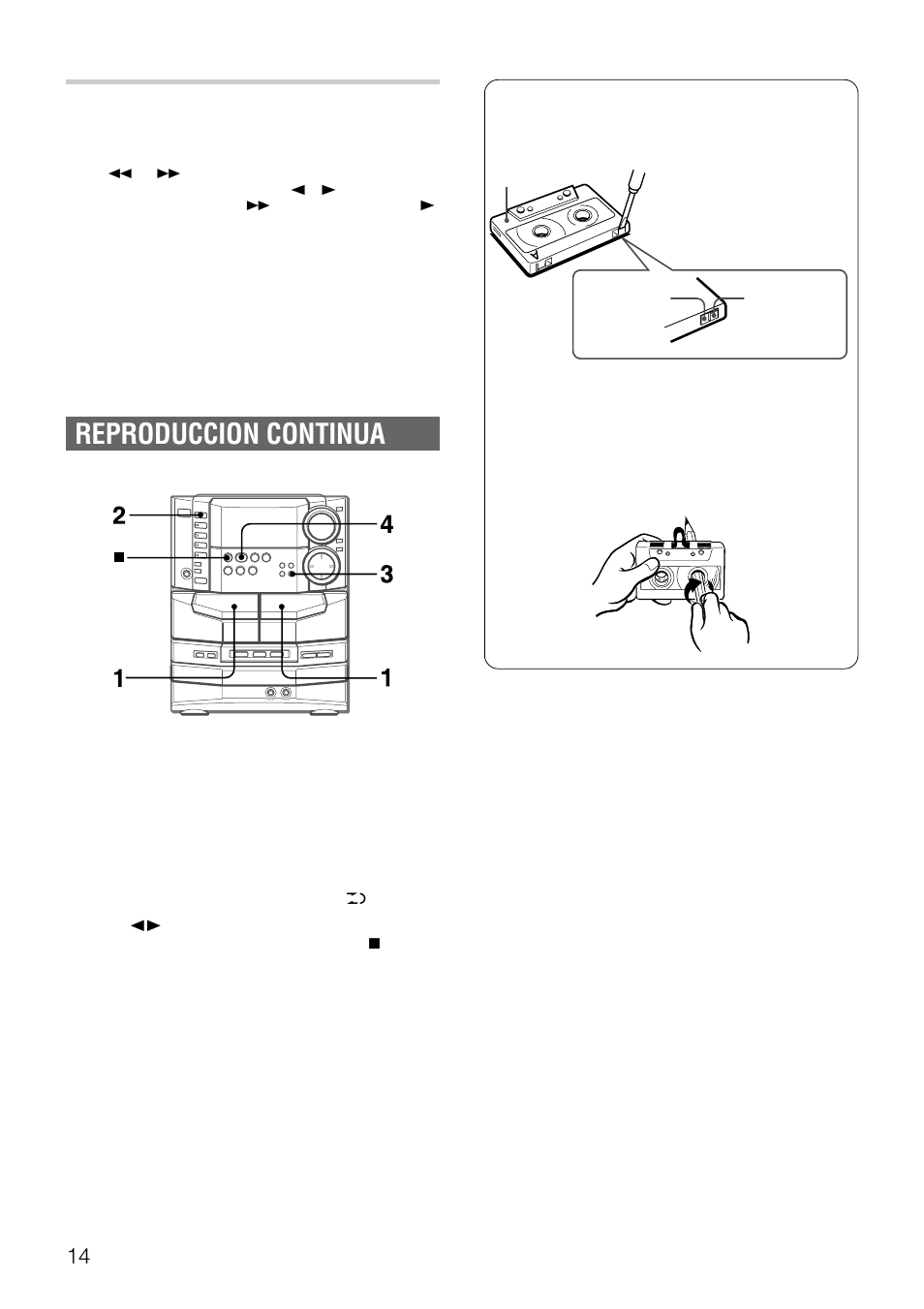 Reproduccion continua, Sensor musical | Aiwa NSX-DS8 User Manual | Page 48 / 101