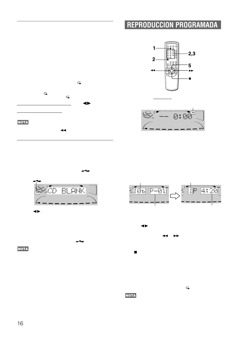 Reproduccion programada, Reproduccion aleatoria/ repeticion de reproduccion, Reproduccion con salto de secciones en blanco | Aiwa NSX-DS8 User Manual | Page 50 / 101