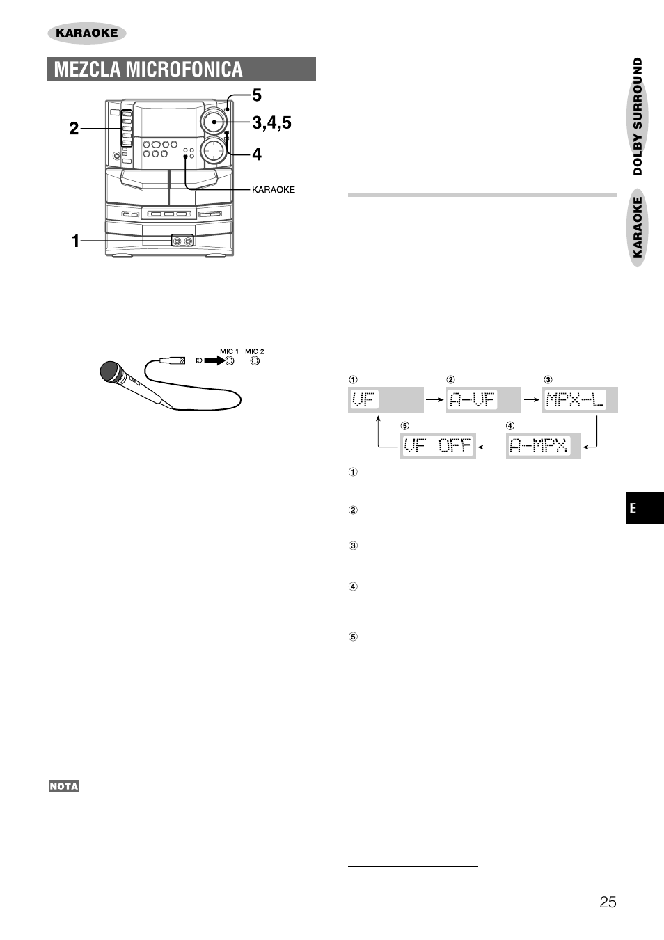 Mezcla microfonica, Funciones de desvanecimiento de voz/multiplex | Aiwa NSX-DS8 User Manual | Page 59 / 101