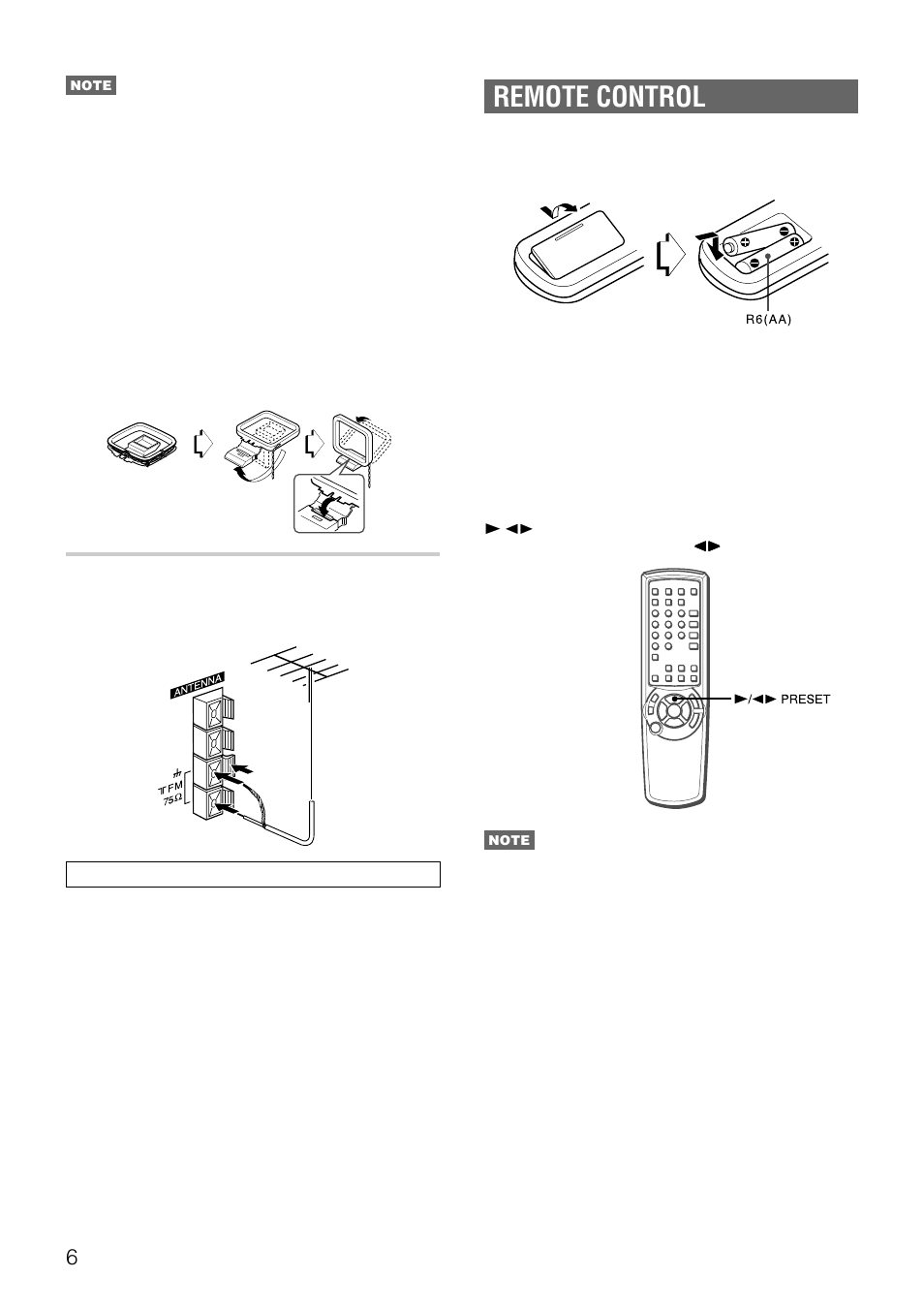 Remote control, Connecting an outdoor antenna | Aiwa NSX-DS8 User Manual | Page 6 / 101