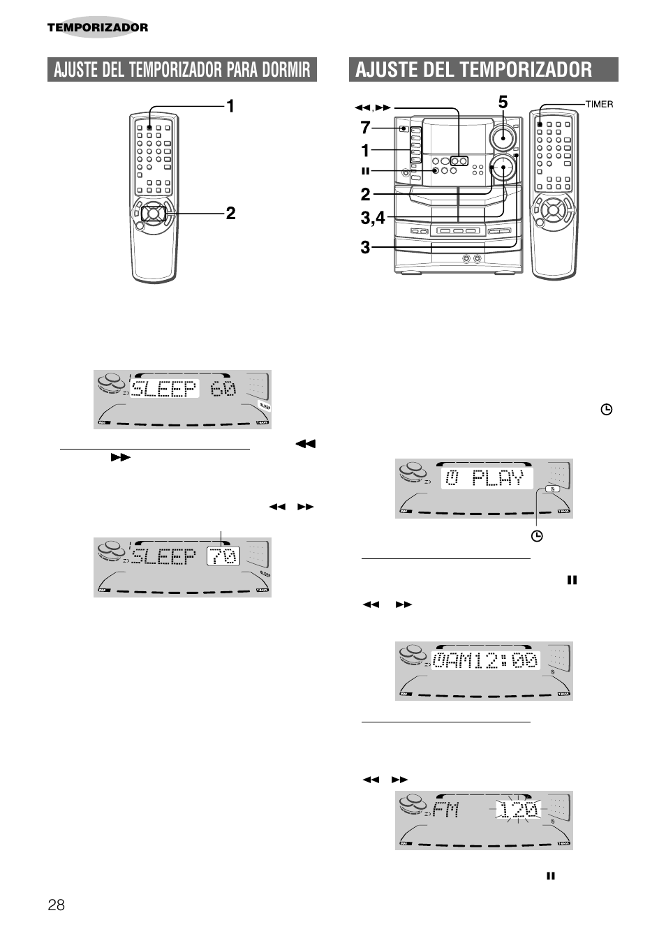 Ajuste del temporizador, Ajuste del temporizador para dormir | Aiwa NSX-DS8 User Manual | Page 62 / 101