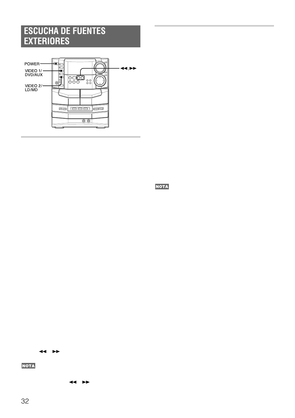 Escucha de fuentes exteriores, Reproduccion de una fuente analogica exterior, Reproduccion de una fuente digital exterior | Aiwa NSX-DS8 User Manual | Page 66 / 101