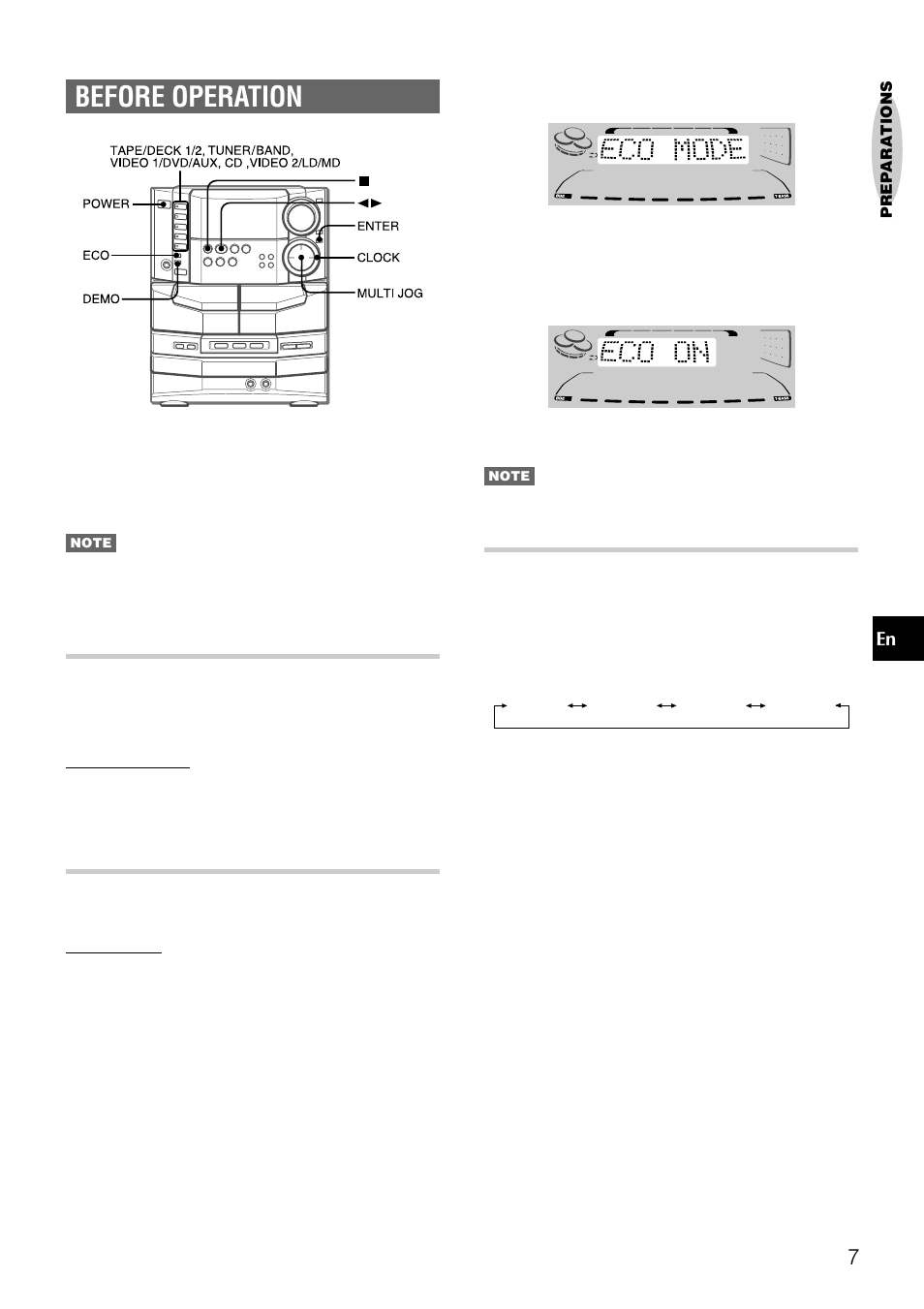 Before operation, Demo (demonstration), Setting power economizing mode | Dimmer mode | Aiwa NSX-DS8 User Manual | Page 7 / 101