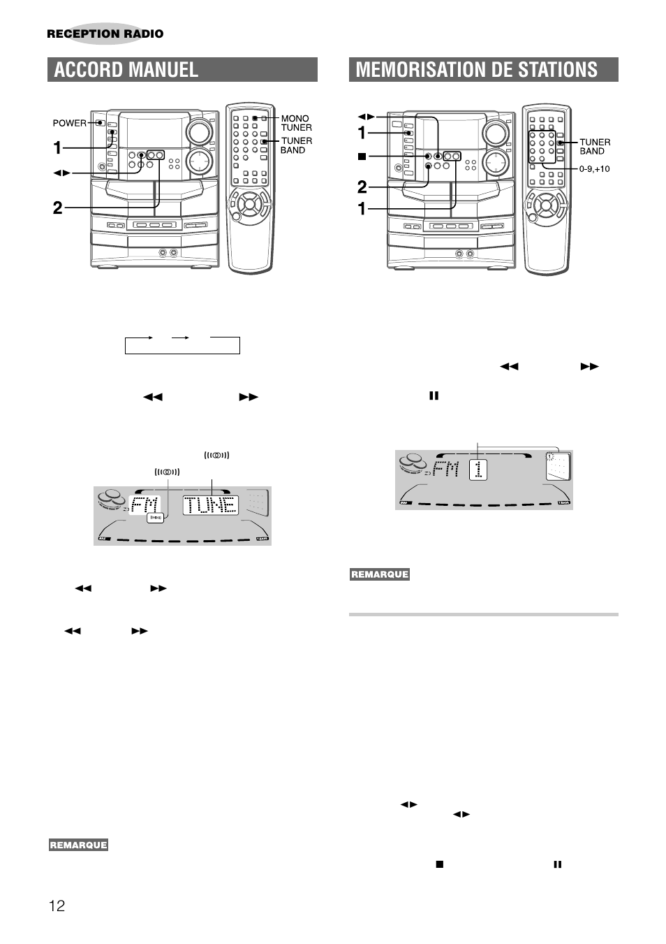 Accord manuel, Accord par numero de prereglage | Aiwa NSX-DS8 User Manual | Page 79 / 101