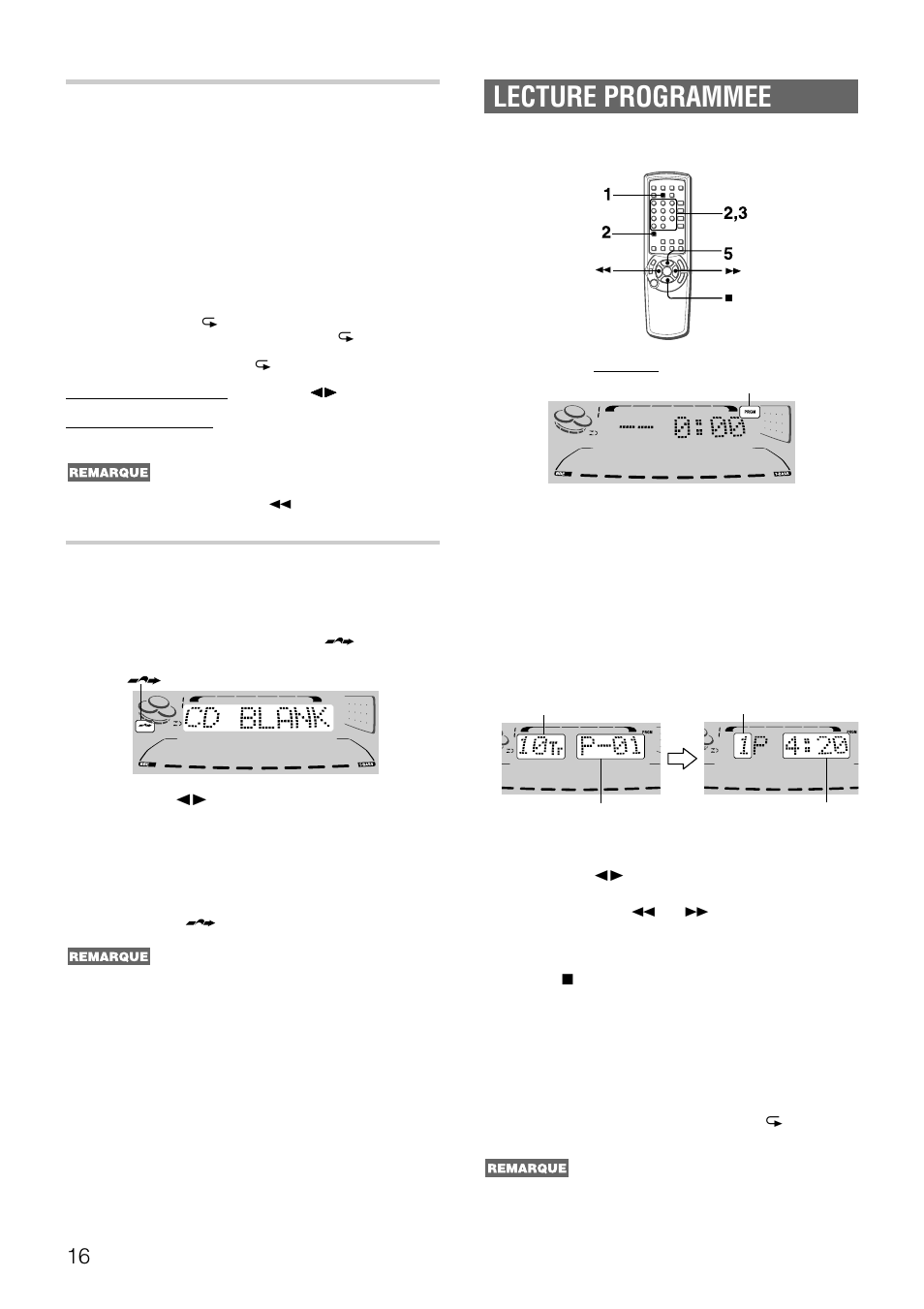 Lecture programmee, Lecture aleatoire/repetee, Lecture avec saut des blancs | Aiwa NSX-DS8 User Manual | Page 83 / 101