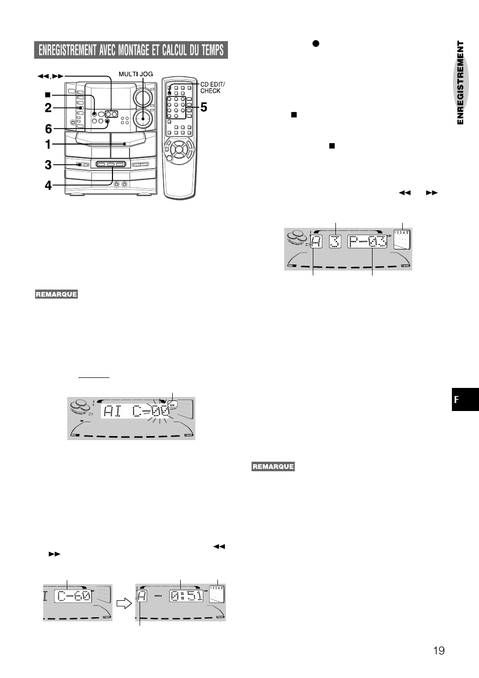 Enregistrement avec montage et calcul du temps | Aiwa NSX-DS8 User Manual | Page 86 / 101