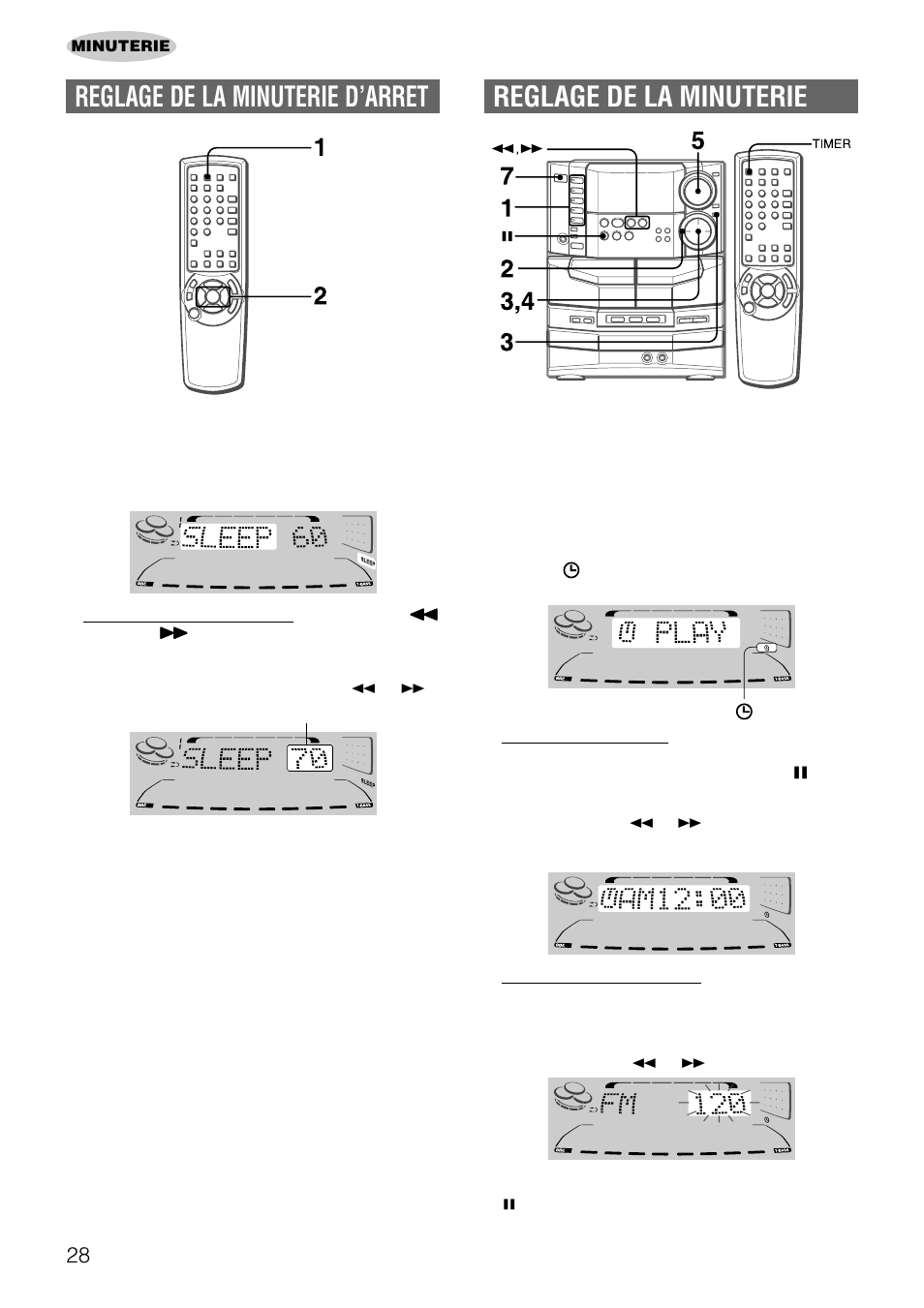 Reglage de la minuterie, Reglage de la minuterie d’arret | Aiwa NSX-DS8 User Manual | Page 95 / 101