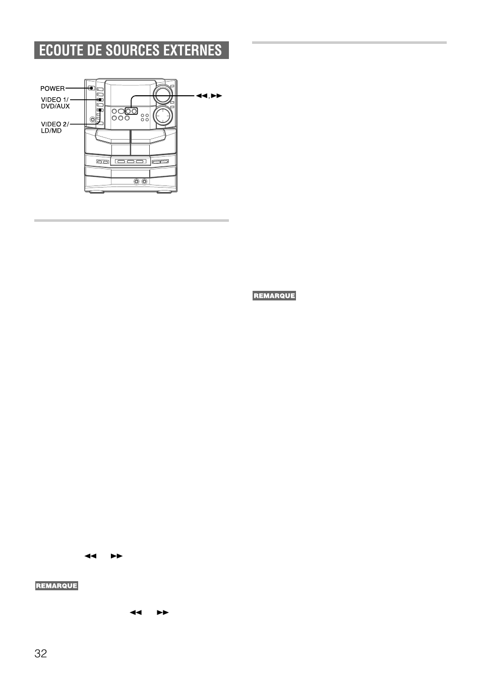 Ecoute de sources externes, Utilisation d’une source analogique externe, Utilisation d’une source numerique externe | Aiwa NSX-DS8 User Manual | Page 99 / 101