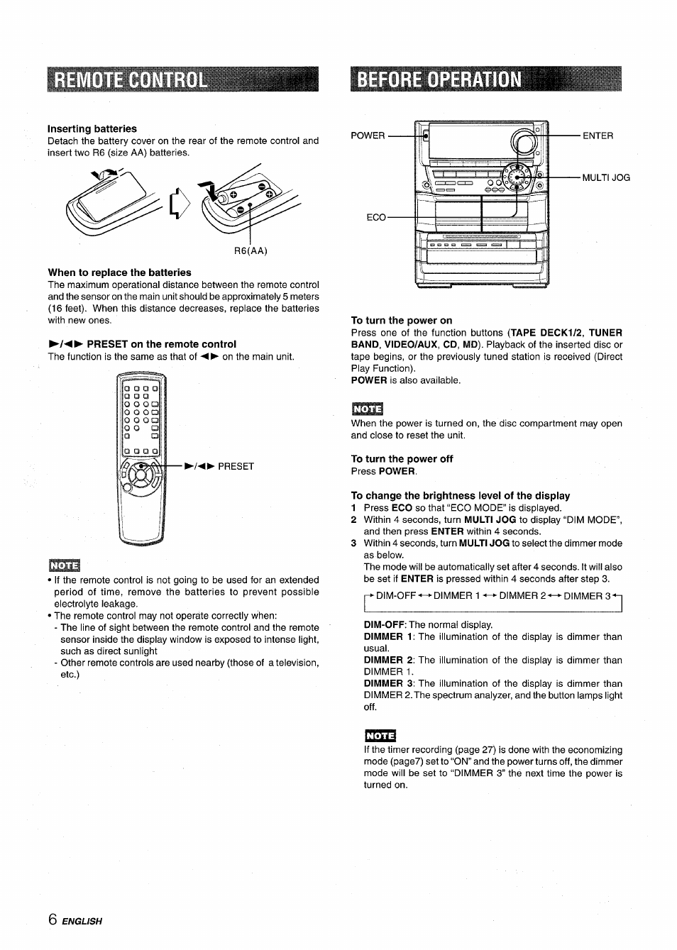 Before operation | Aiwa NSX-A999 User Manual | Page 6 / 92