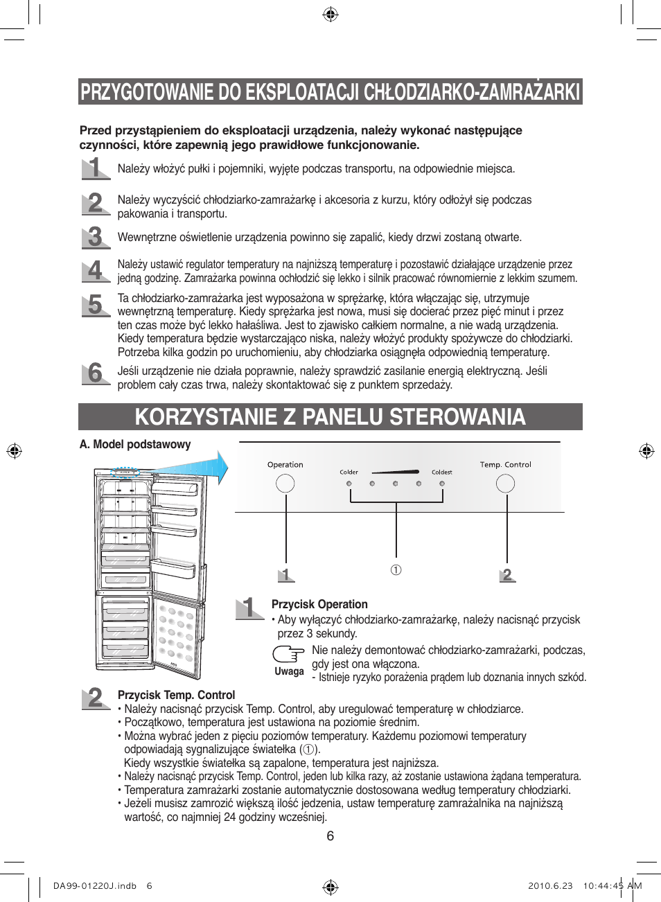 Korzystanie z panelu sterowania | Samsung RL41WCSW User Manual | Page 26 / 100