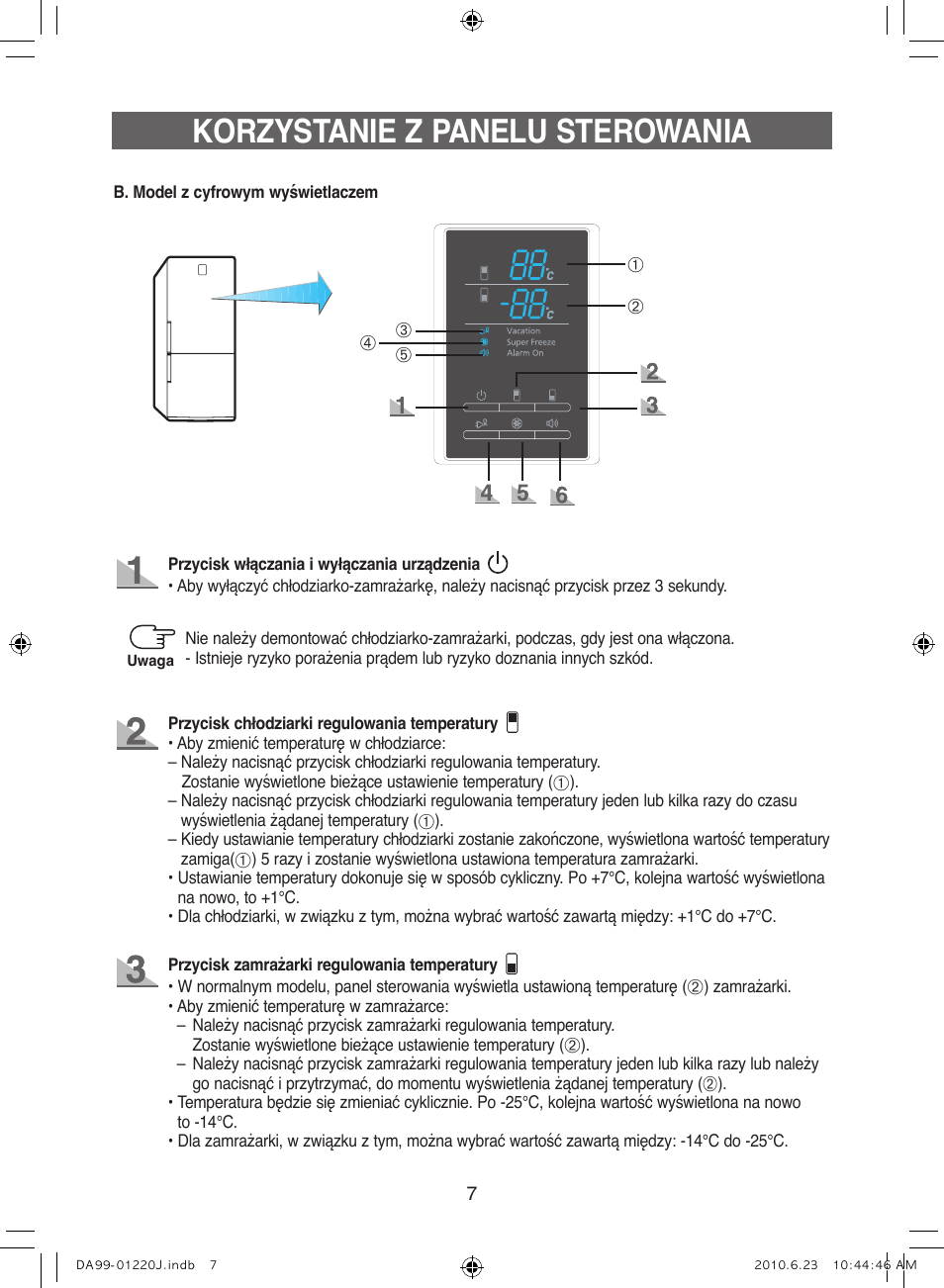 Korzystanie z panelu sterowania | Samsung RL41WCSW User Manual | Page 27 / 100