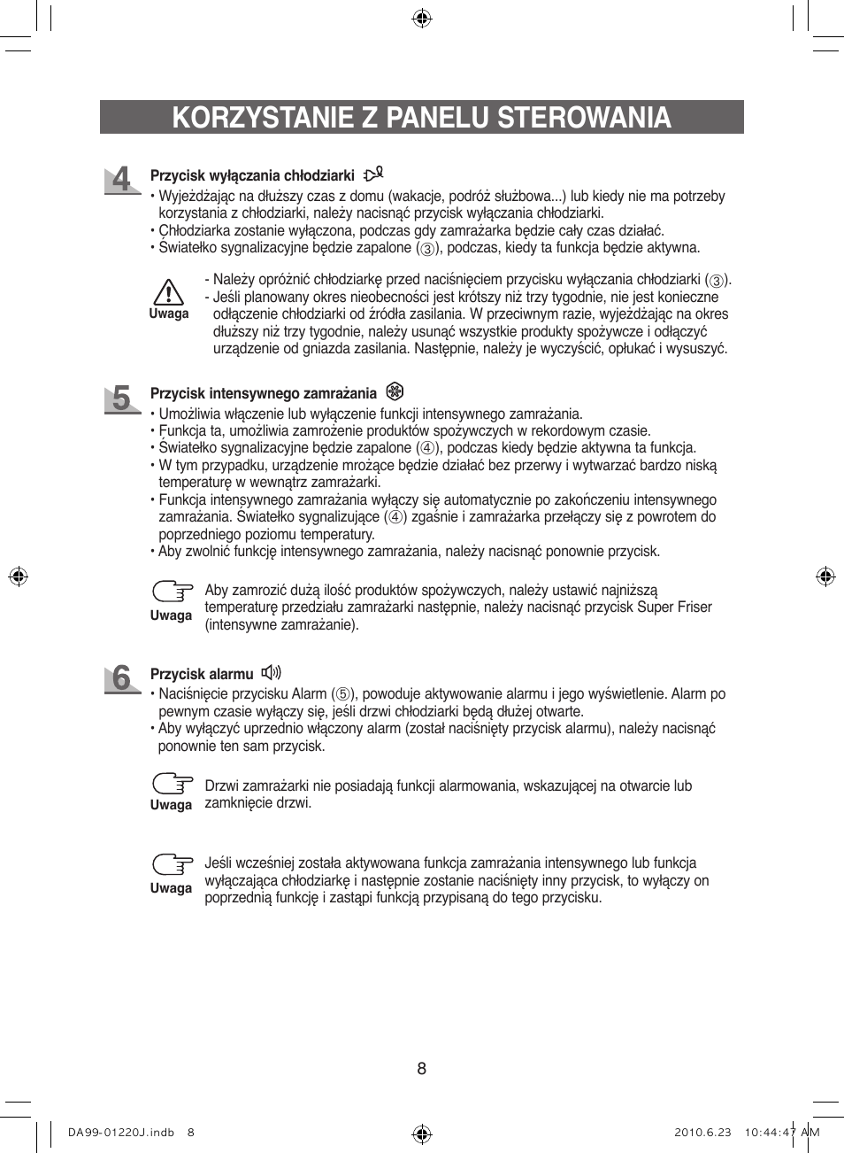 Korzystanie z panelu sterowania | Samsung RL41WCSW User Manual | Page 28 / 100