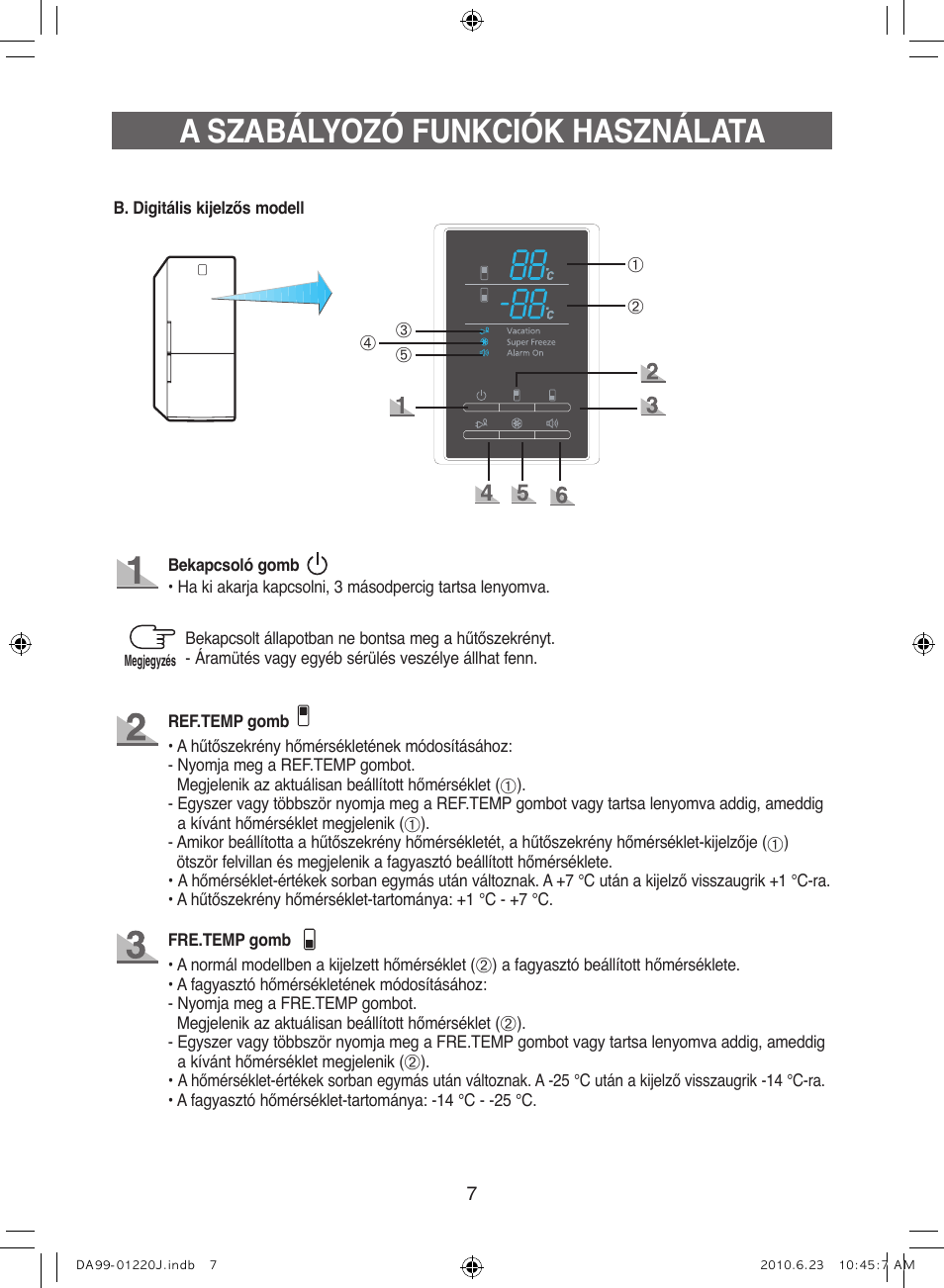 A szabályozó funkciók használata | Samsung RL41WCSW User Manual | Page 47 / 100