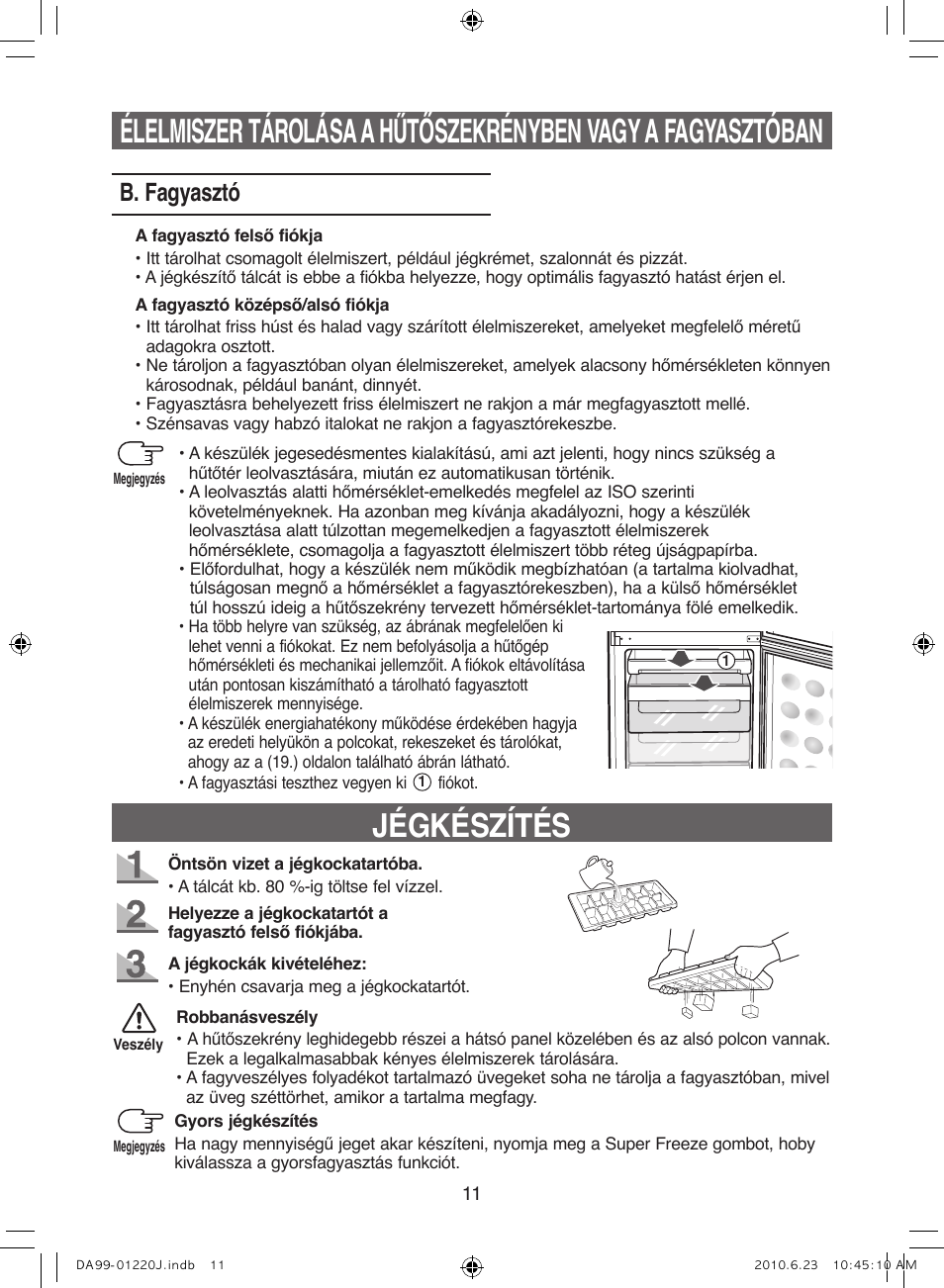 Jégkészítés, B. fagyasztó | Samsung RL41WCSW User Manual | Page 51 / 100