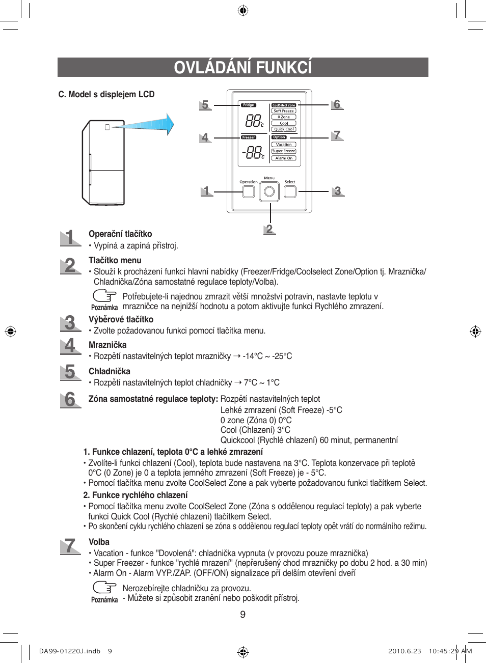 Ovládání funkcí | Samsung RL41WCSW User Manual | Page 69 / 100