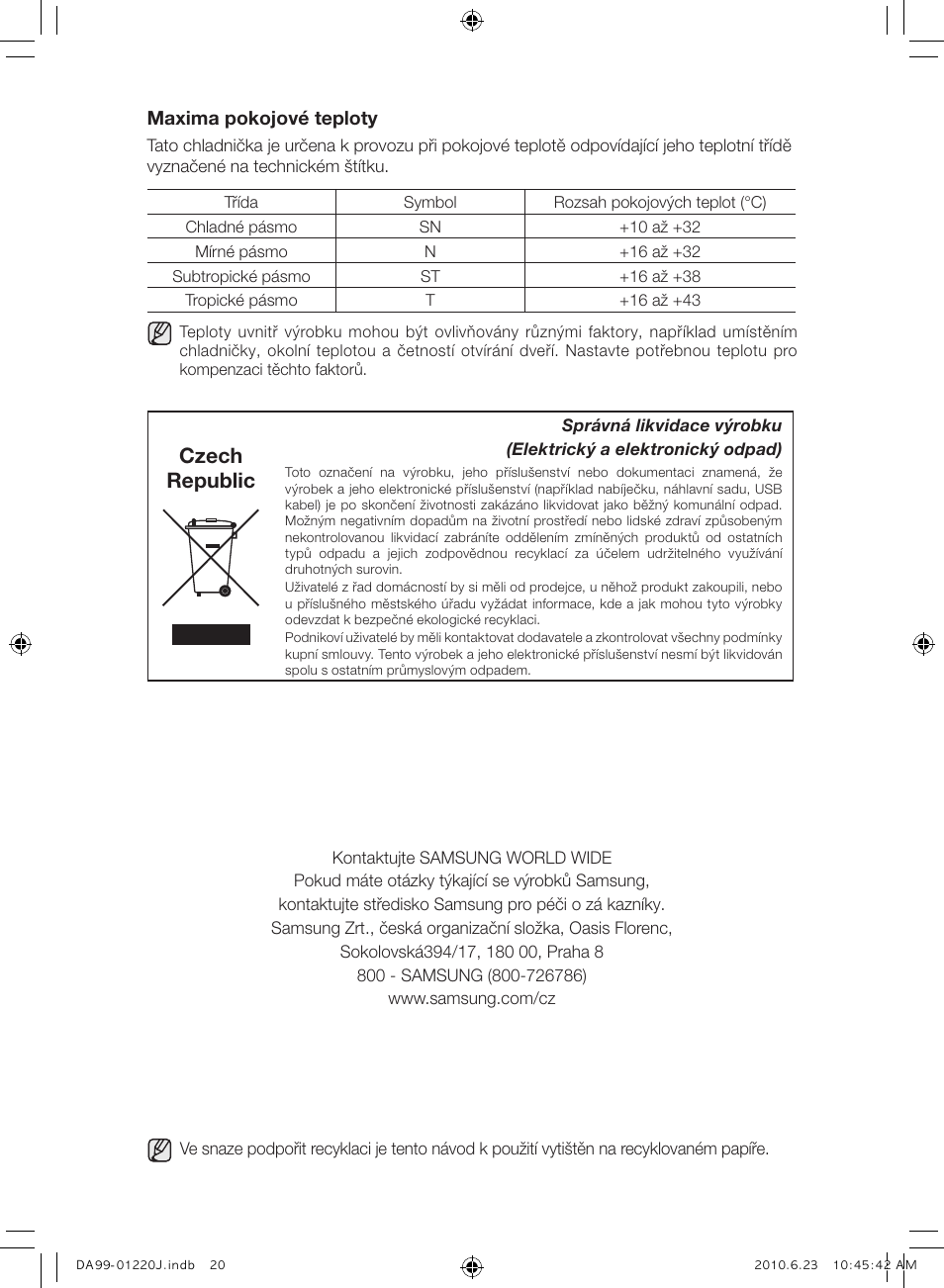 Czech republic | Samsung RL41WCSW User Manual | Page 80 / 100