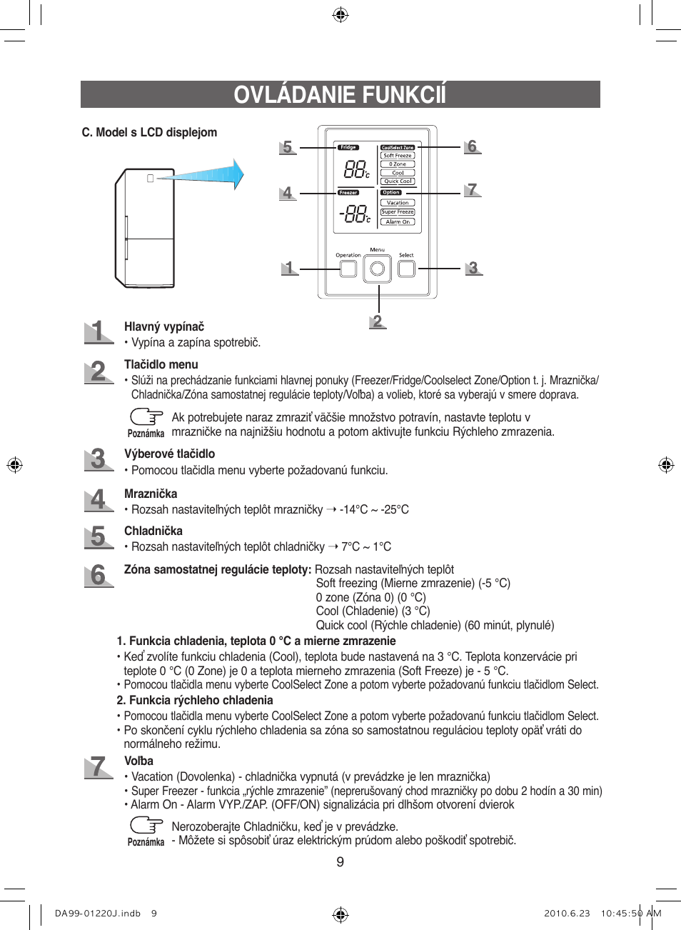 Ovládanie funkcií | Samsung RL41WCSW User Manual | Page 89 / 100