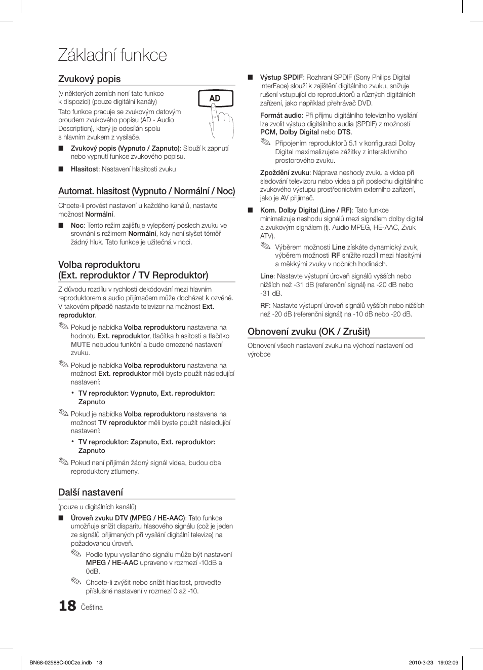 Základní funkce, Fav.ch p.mode dual mts | Samsung LE19C350D1W User Manual | Page 216 / 331
