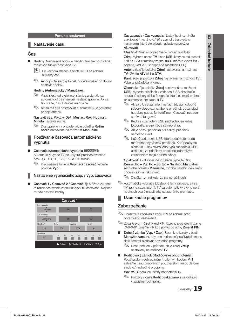 Zabezpečenie | Samsung LE19C350D1W User Manual | Page 250 / 331