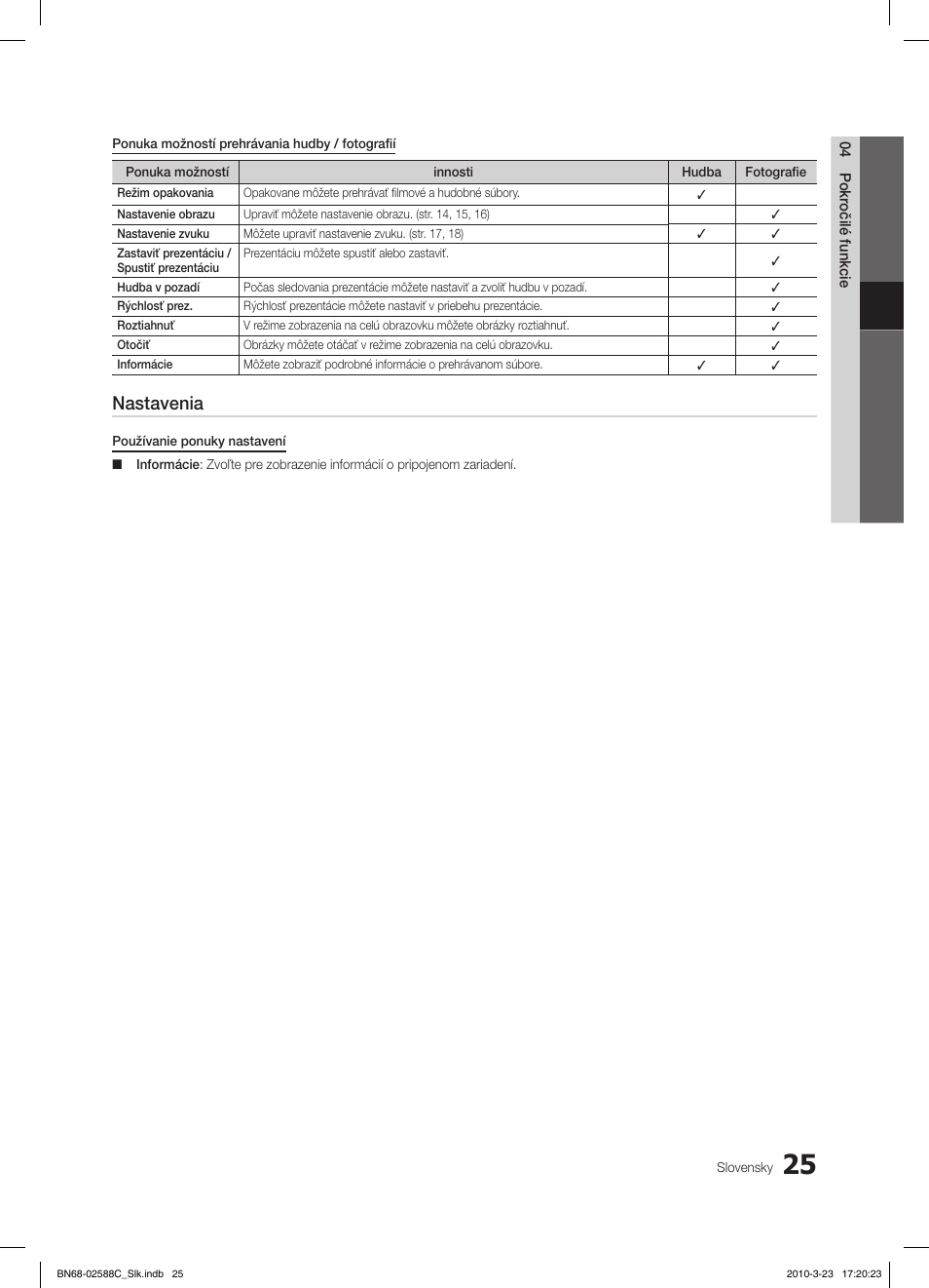 Nastavenia | Samsung LE19C350D1W User Manual | Page 256 / 331
