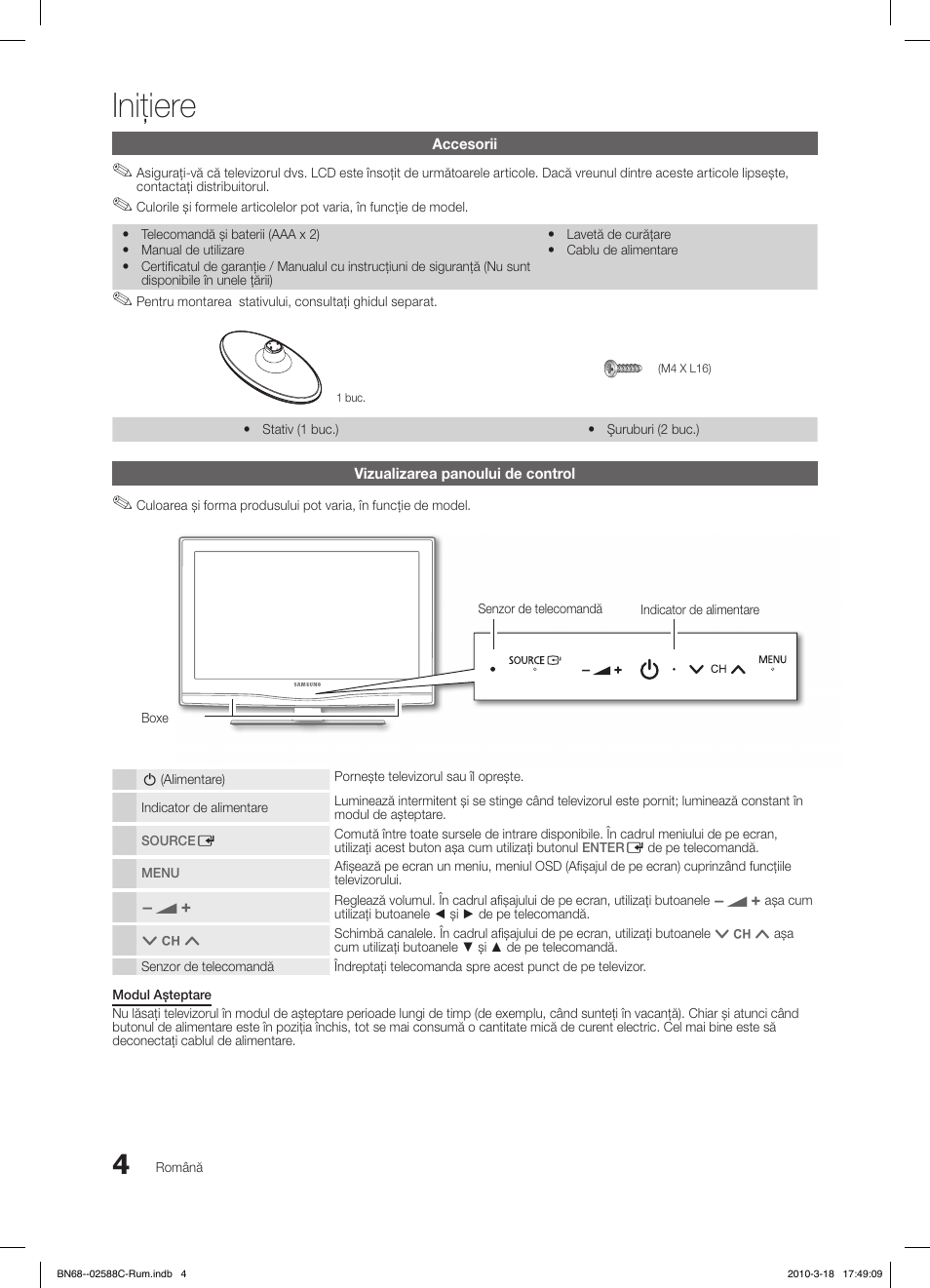Iniţiere | Samsung LE19C350D1W User Manual | Page 268 / 331