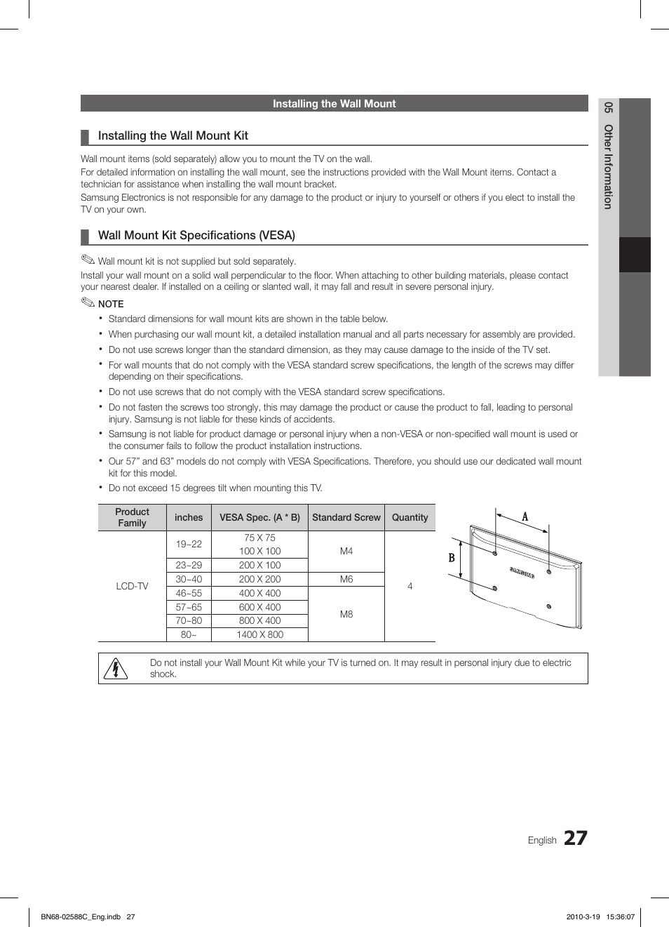Samsung LE19C350D1W User Manual | Page 27 / 331