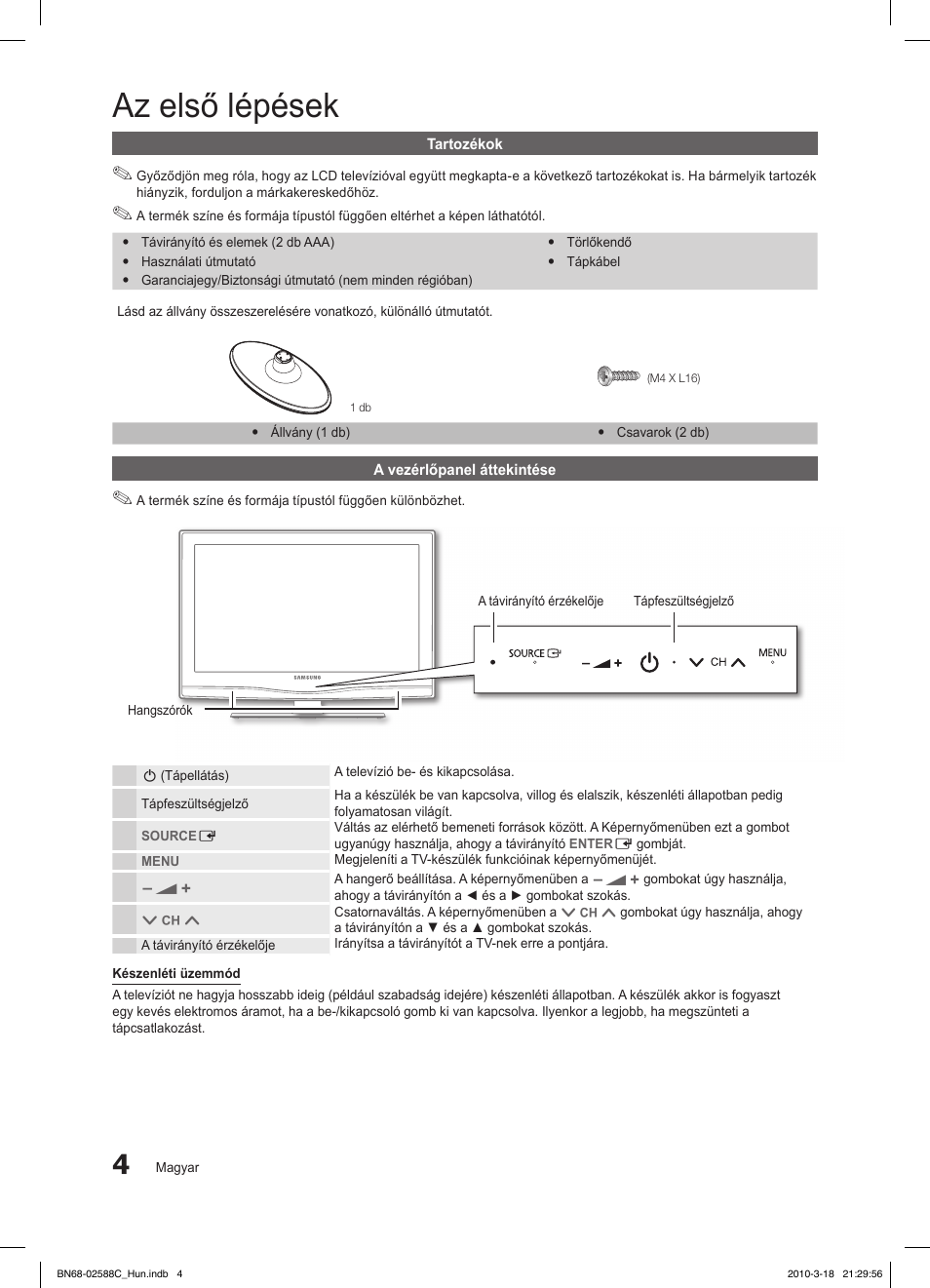 Az első lépések | Samsung LE19C350D1W User Manual | Page 37 / 331