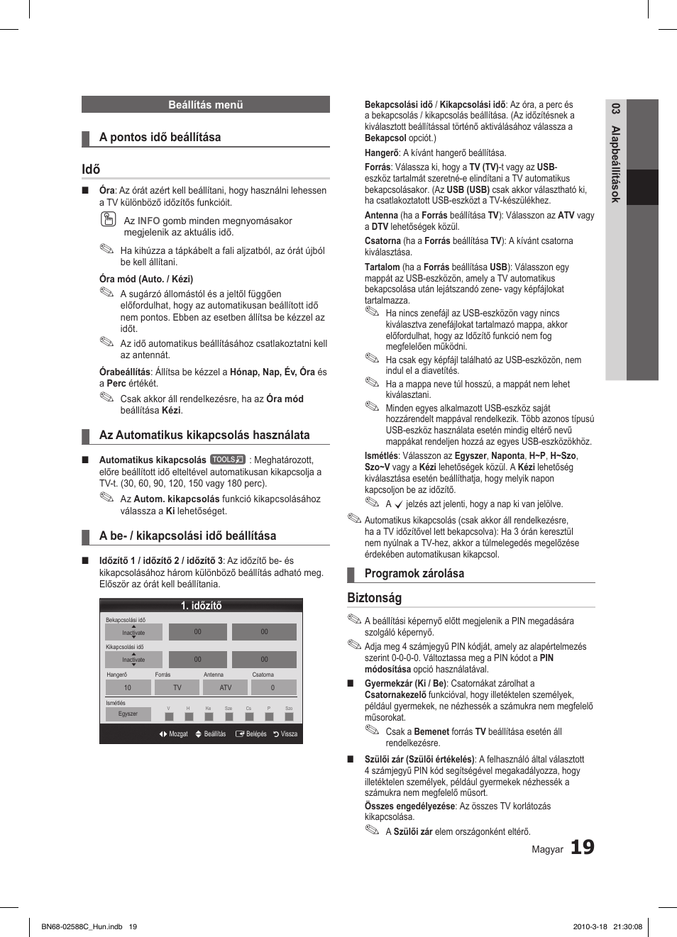 Biztonság | Samsung LE19C350D1W User Manual | Page 52 / 331