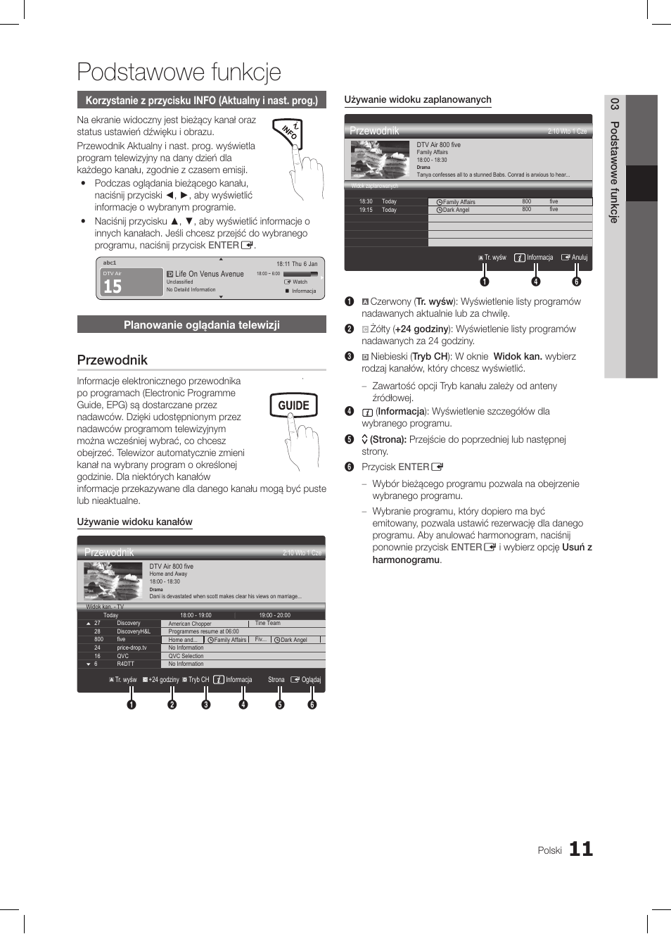 Podstawowe funkcje, Fav.ch p.mode dual mts, Przewodnik | Media.p | Samsung LE19C350D1W User Manual | Page 77 / 331
