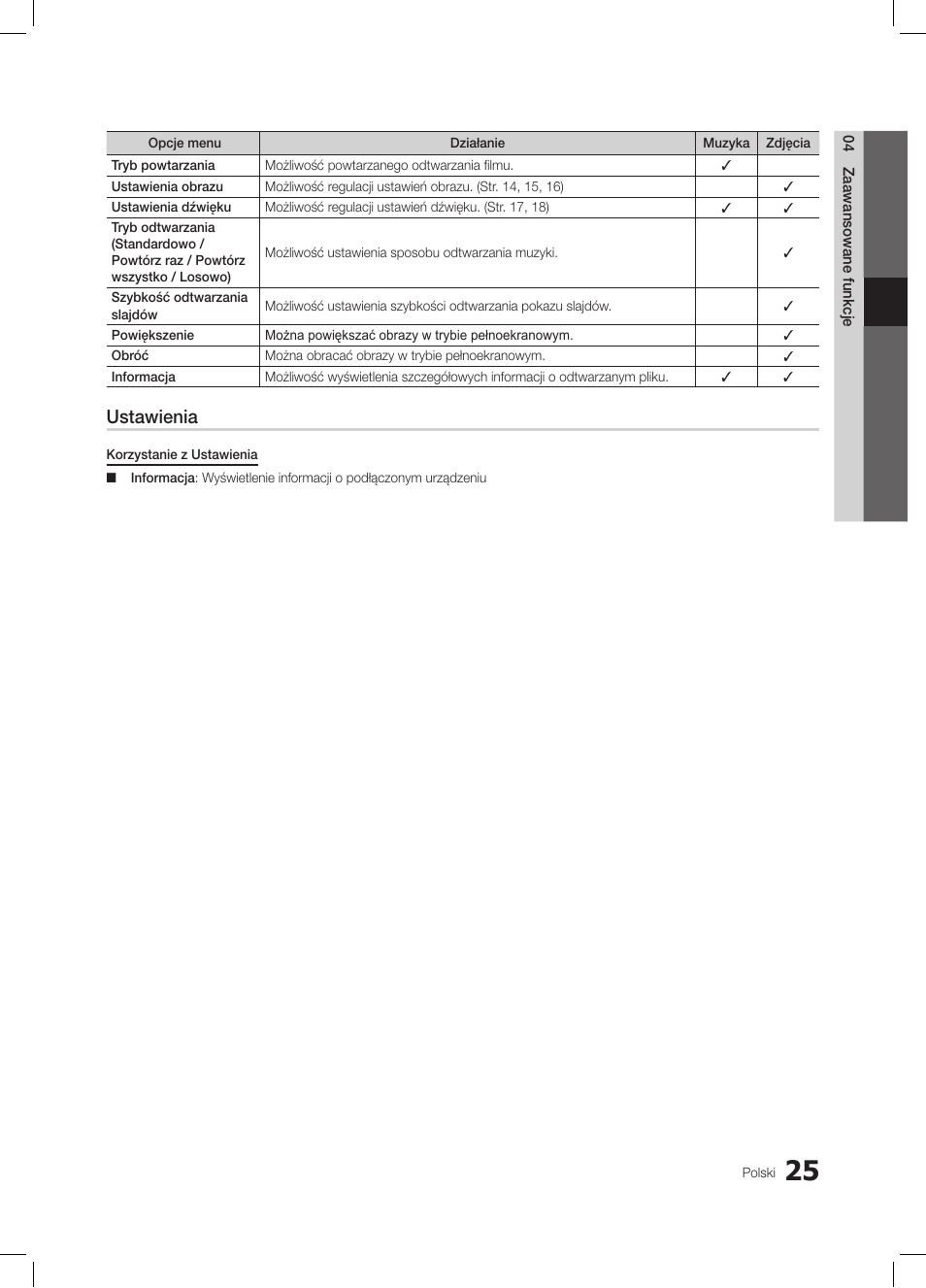 Ustawienia | Samsung LE19C350D1W User Manual | Page 91 / 331