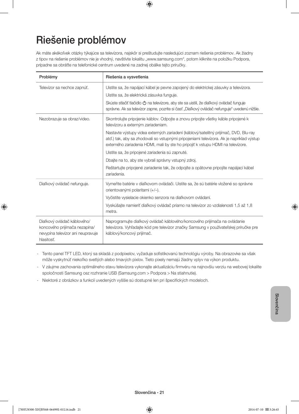 Riešenie problémov | Samsung UE78HU8500T User Manual | Page 189 / 385