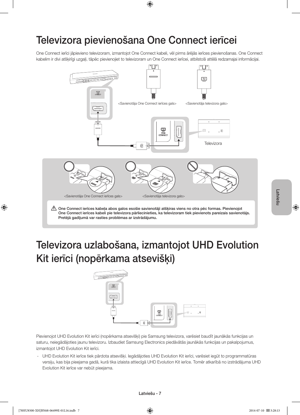 Televizora pievienošana one connect ierīcei | Samsung UE78HU8500T User Manual | Page 319 / 385