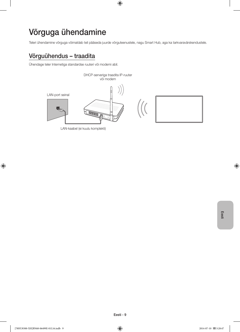 Võrguga ühendamine, Võrguühendus – traadita | Samsung UE78HU8500T User Manual | Page 369 / 385