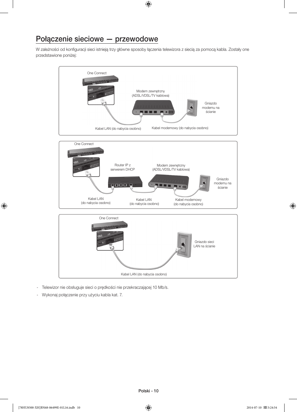 Połączenie sieciowe — przewodowe | Samsung UE78HU8500T User Manual | Page 58 / 385