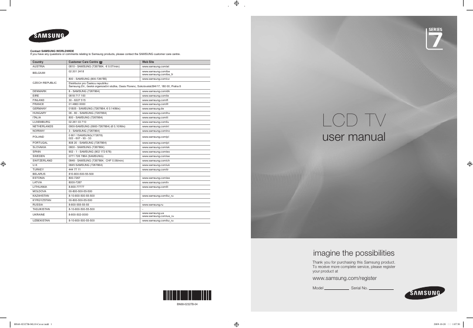 Samsung LE46B750U1W User Manual | 680 pages