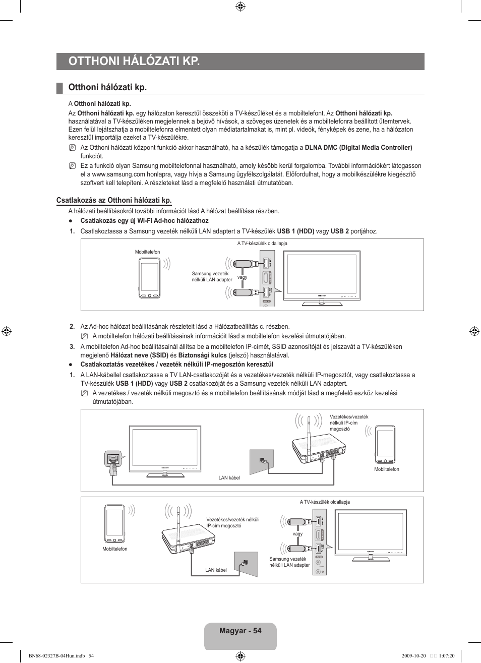 Otthoni hálózati kp | Samsung LE46B750U1W User Manual | Page 134 / 680