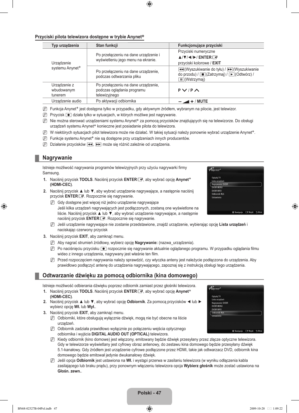Nagrywanie | Samsung LE46B750U1W User Manual | Page 193 / 680