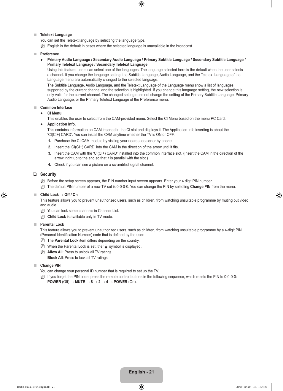 Samsung LE46B750U1W User Manual | Page 23 / 680