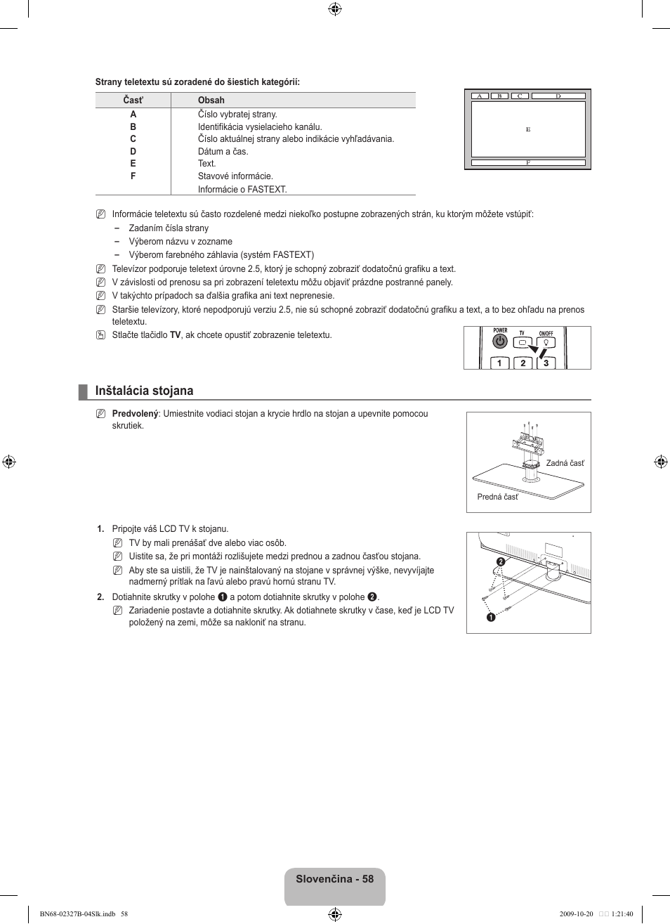 Inštalácia stojana | Samsung LE46B750U1W User Manual | Page 534 / 680