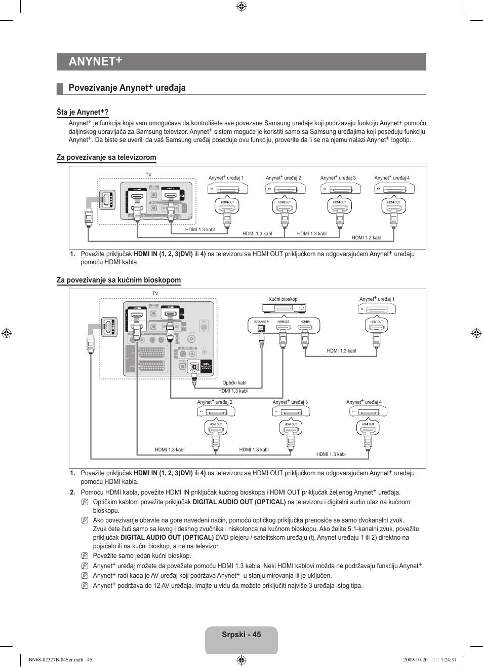 Anynet, Povezivanje anynet+ uređaja | Samsung LE46B750U1W User Manual | Page 653 / 680