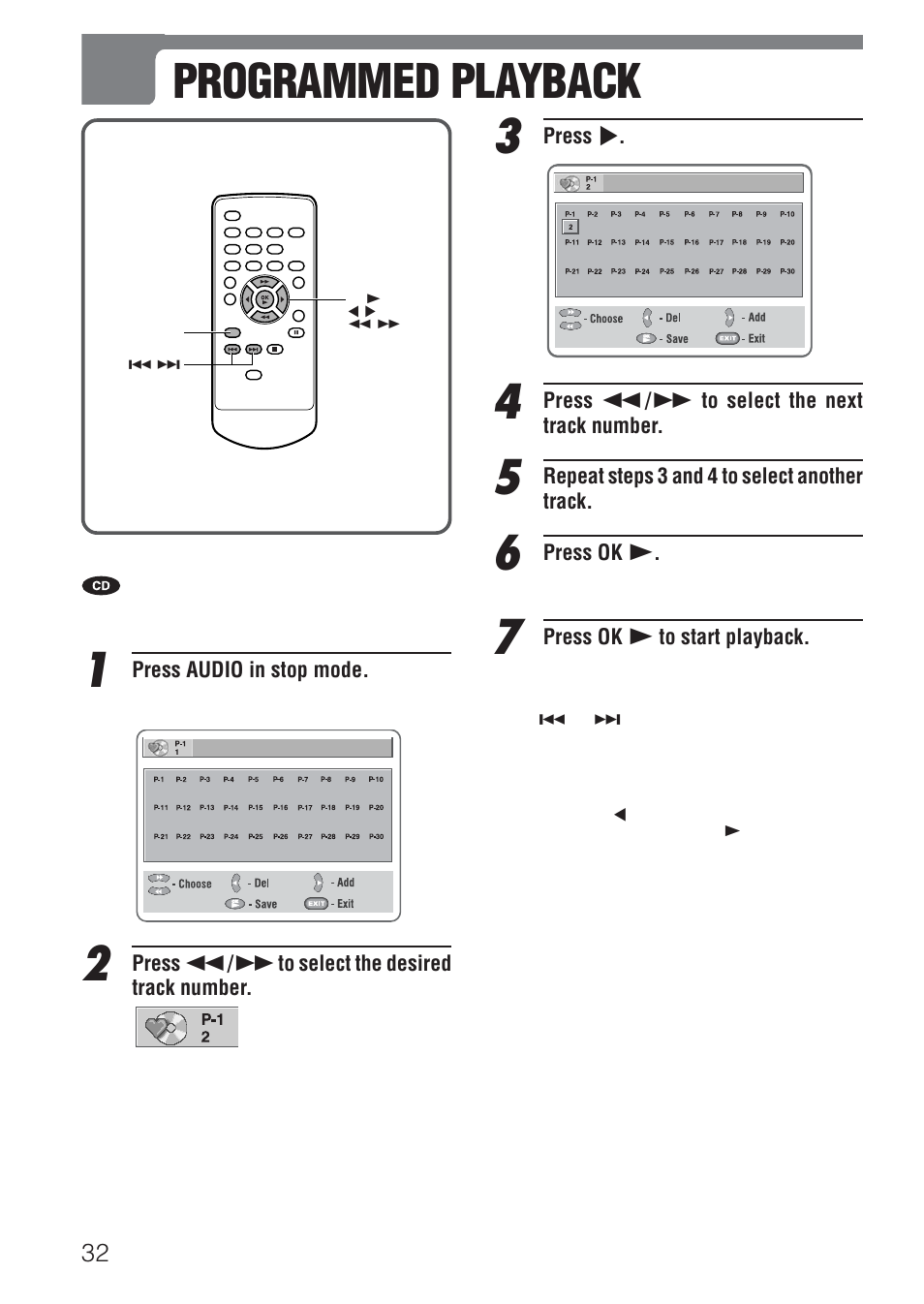 Programmed playback | Aiwa XD-DV520 User Manual | Page 32 / 50