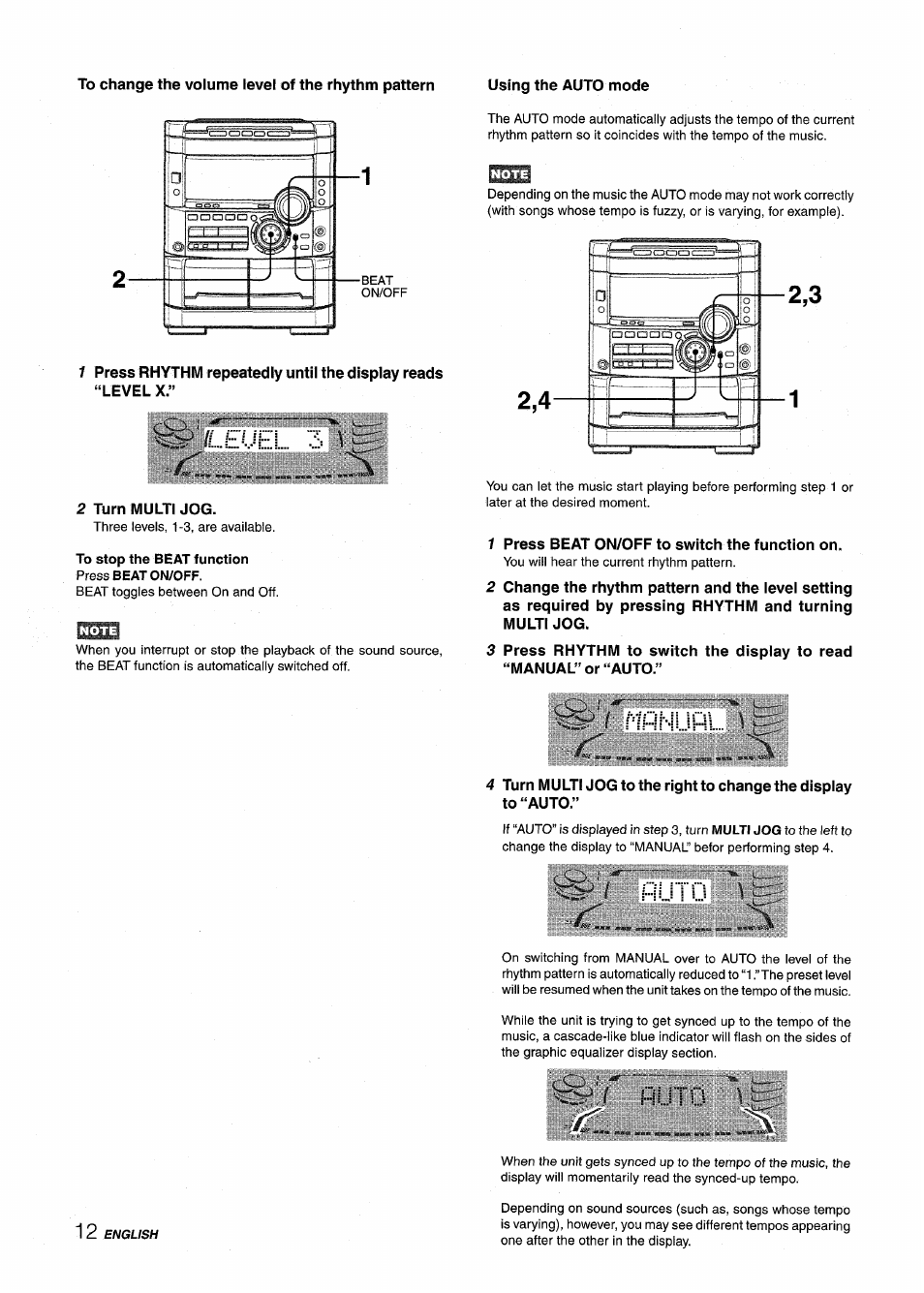 Mflnup.l, Rr leuel 3, Muto | Aiwa NSX-MT725 User Manual | Page 12 / 104