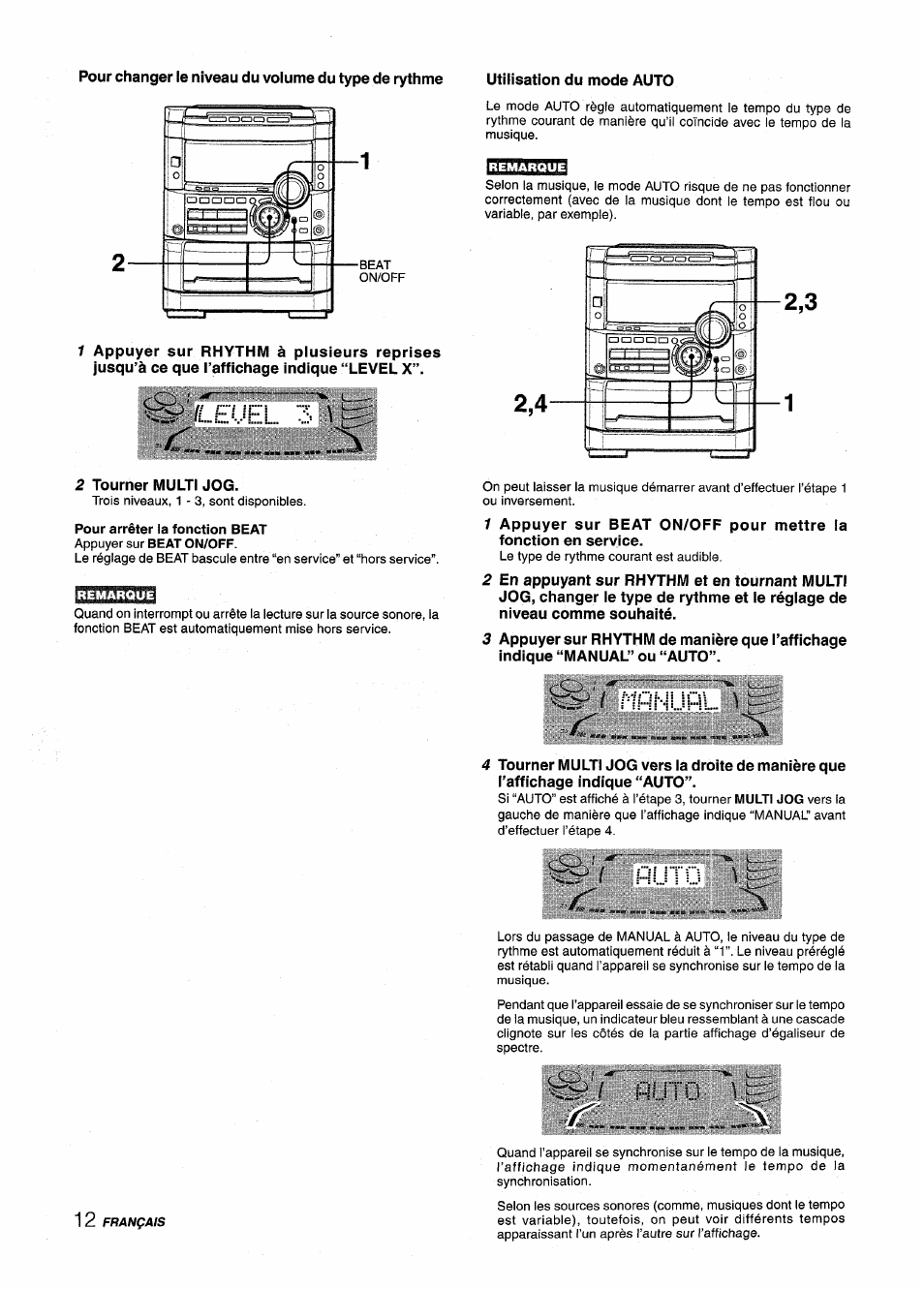 Ileuel 3, Pour arrêter la fonction beat, I mflhufil | Putü, Français | Aiwa NSX-MT725 User Manual | Page 80 / 104