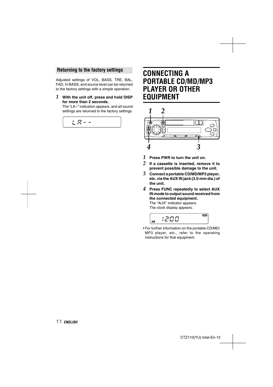 Aiwa CT-Z110 User Manual | Page 12 / 44