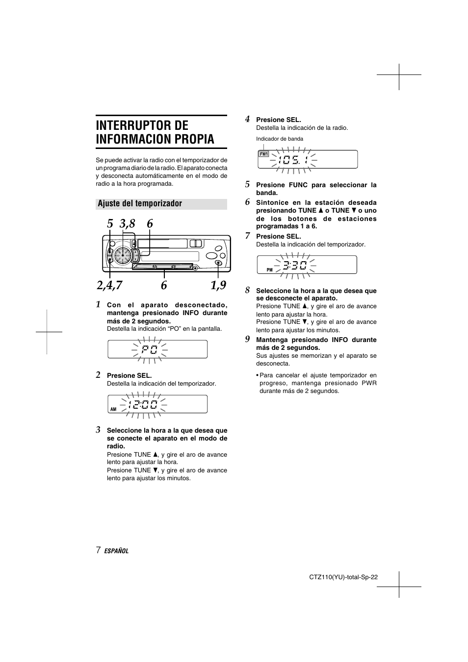 Interruptor de informacion propia | Aiwa CT-Z110 User Manual | Page 22 / 44